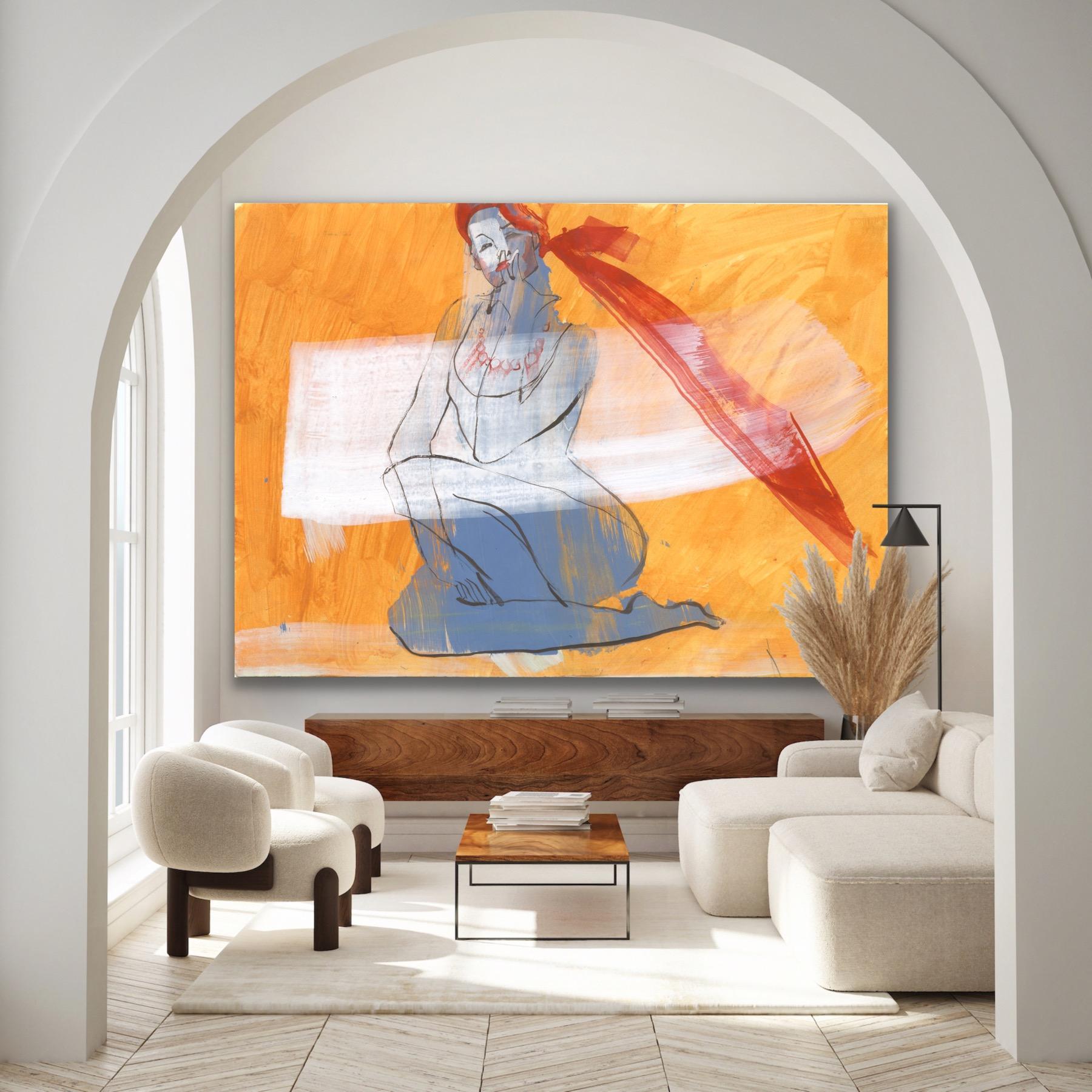 nude print  Fortune - Orange Nude Print by Anastasia Aureum