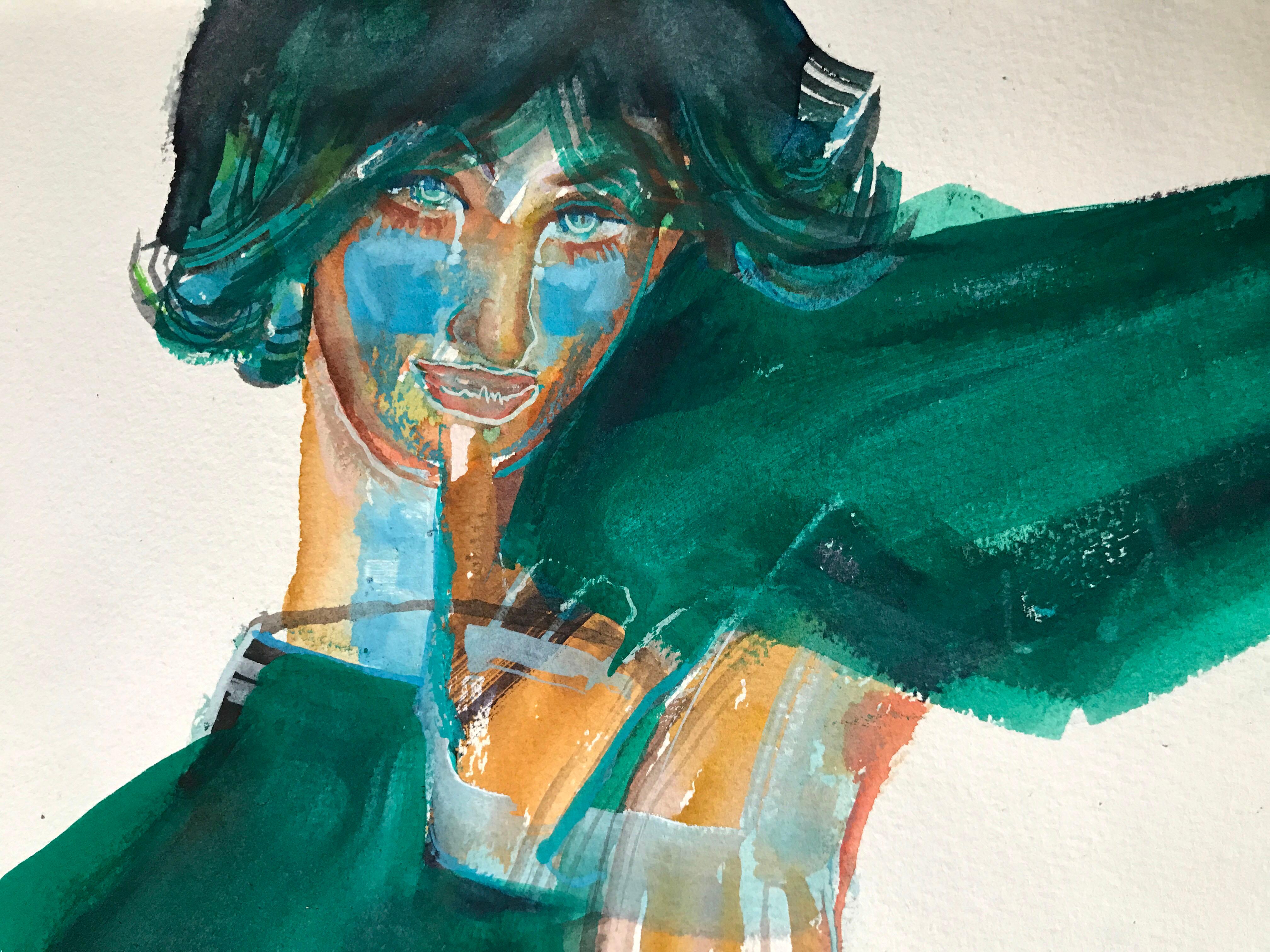Portraitdruck Smaragdjunge – Print von Anastasia Aureum