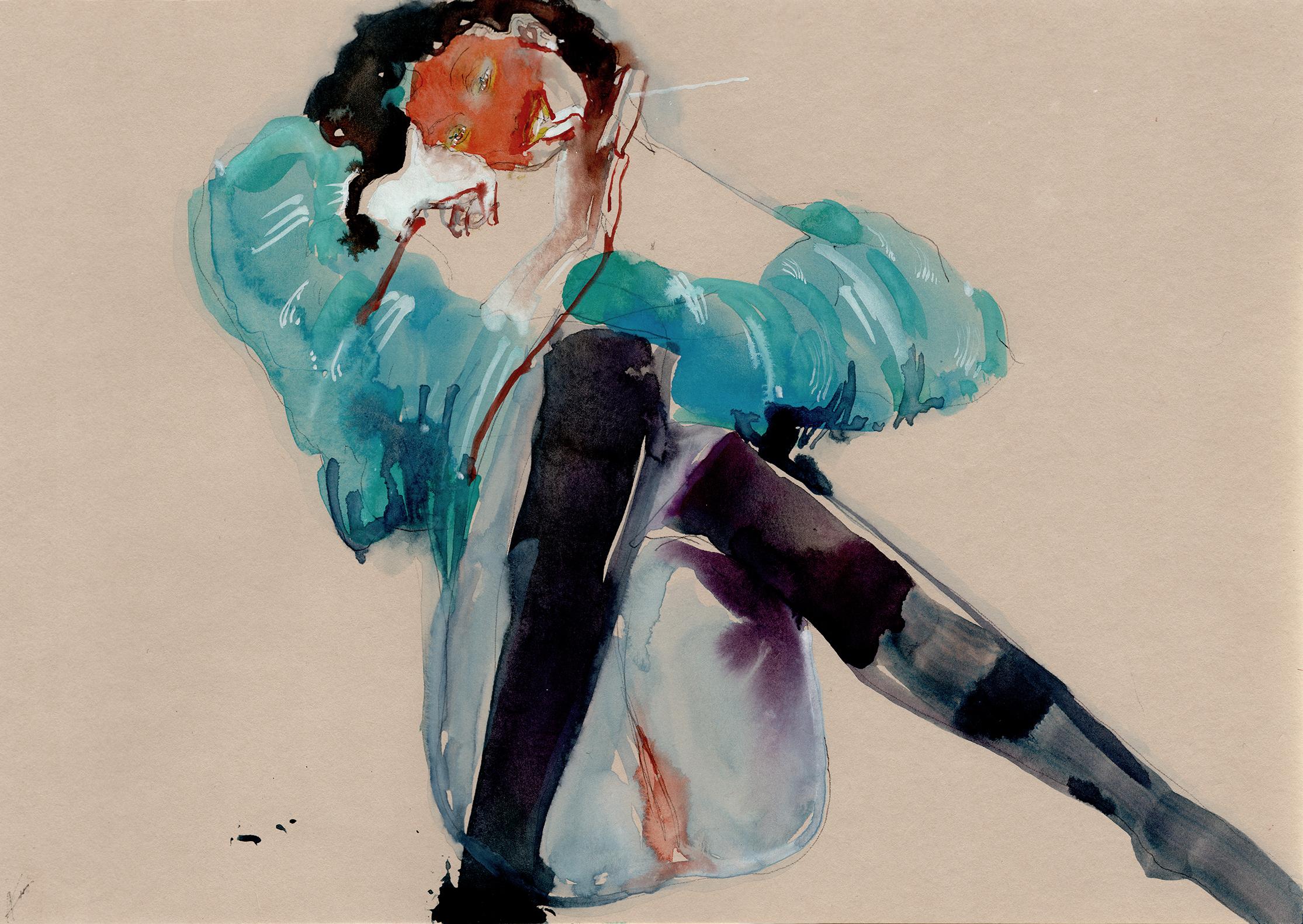 nude erotic print - Painting by Anastasia Aureum