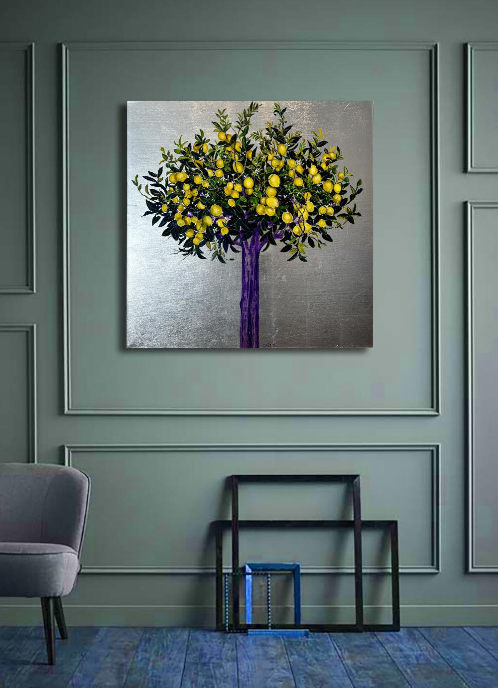 Y esto es lo que se siente cuando llega un buen día, Pintura al óleo y plata leaftree - Painting de Anastasia Gklava