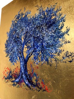 Anastasia Gklava Indigo Blossom Blue Tree Contemporary Oil On
