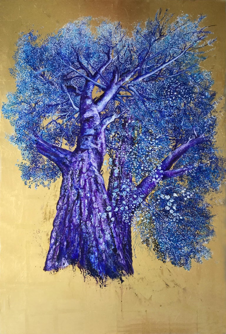 Anastasia Gklava Mesmerizing Oil On Canvas With Gold Leaf