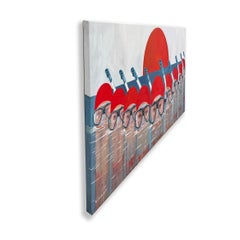 "Army of Snorkelers" - Mirrored Female Swimmer Portrait Painting