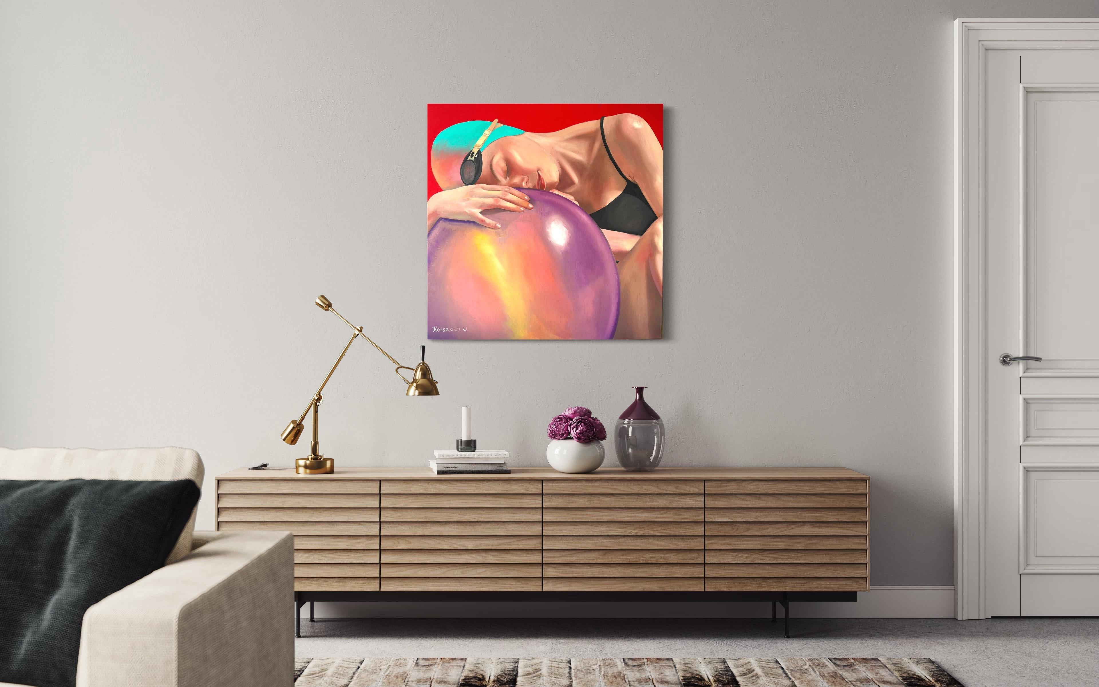 „Tenderness“ – farbenfrohes weibliches figuratives Swimmerporträt von Anastasia Korsakov (Zeitgenössisch), Art, von Anastasia Korsakova