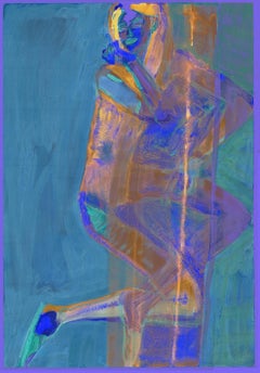 Anastasia Kurakina abstract print on canvas  Navy gold