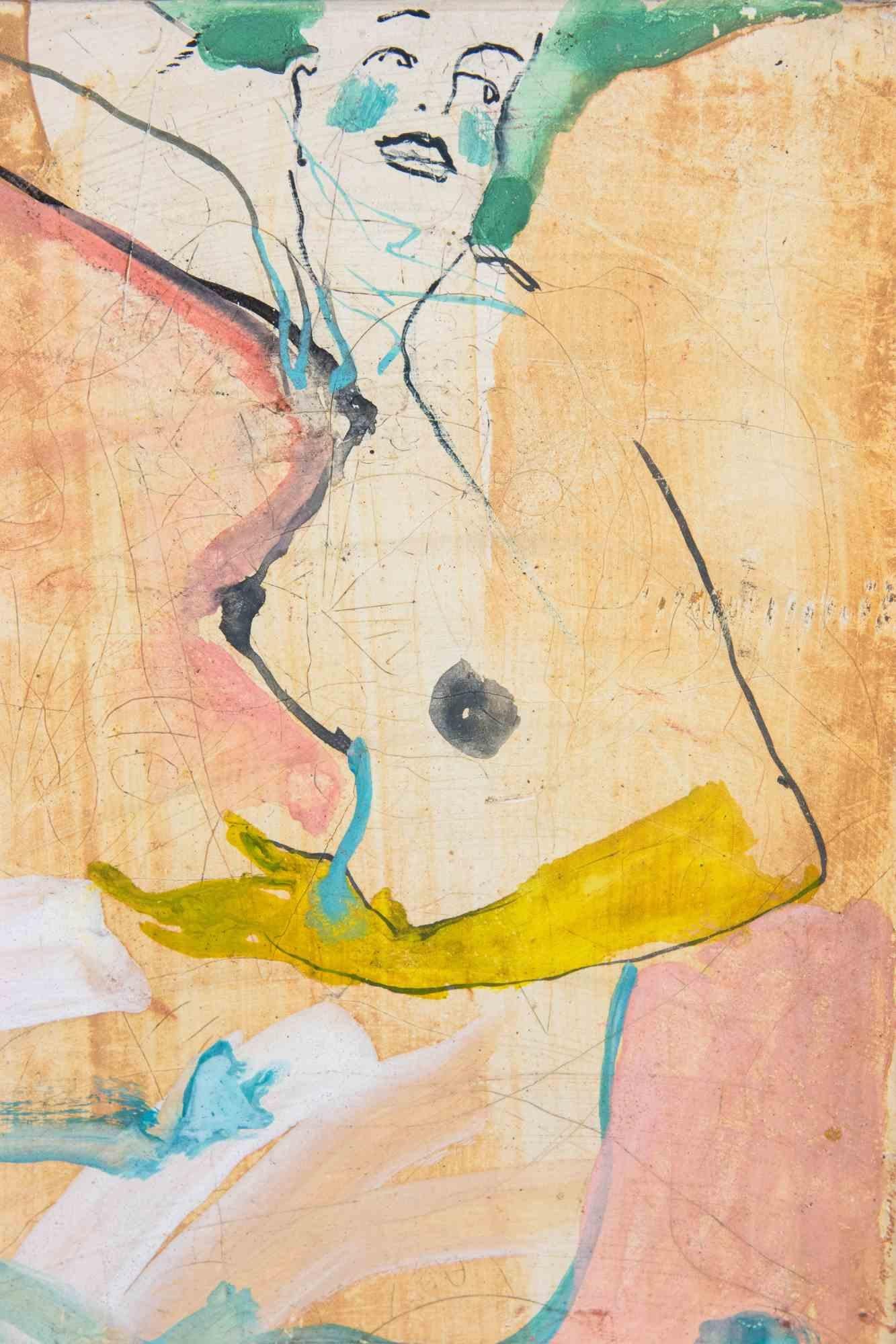 A woman is a contemporary artwork, realized in 2018 by the emerging artist Anastasia Kurakina.

Mixed colored watercolor and china ink drawing on panel.

Good conditions.

Hand signed on the lower margin.

