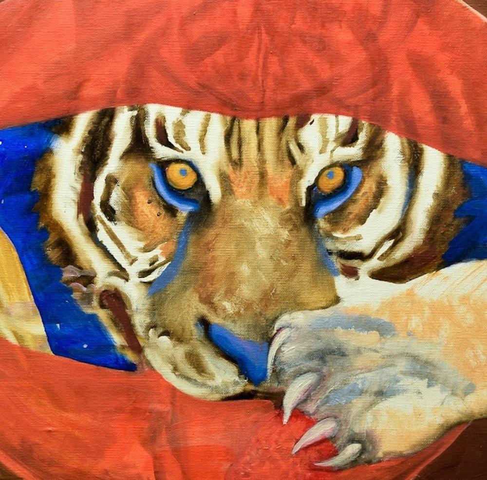 Tiger - Öl auf Leinwand von Anastasia Kurakina - 2000er Jahre im Angebot 2