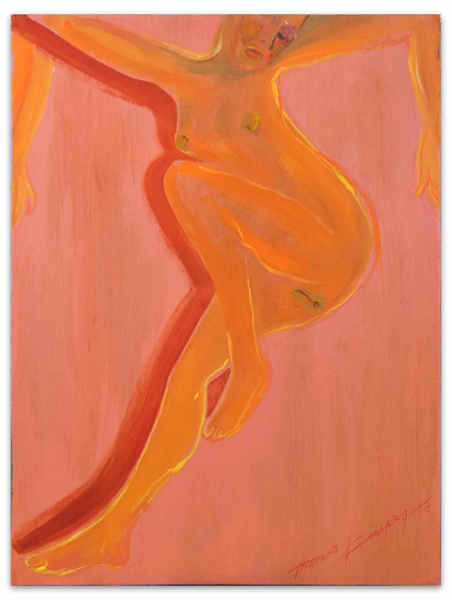 Woman in Orange - Oil Painting  by Anastasia Kurakina - 2018