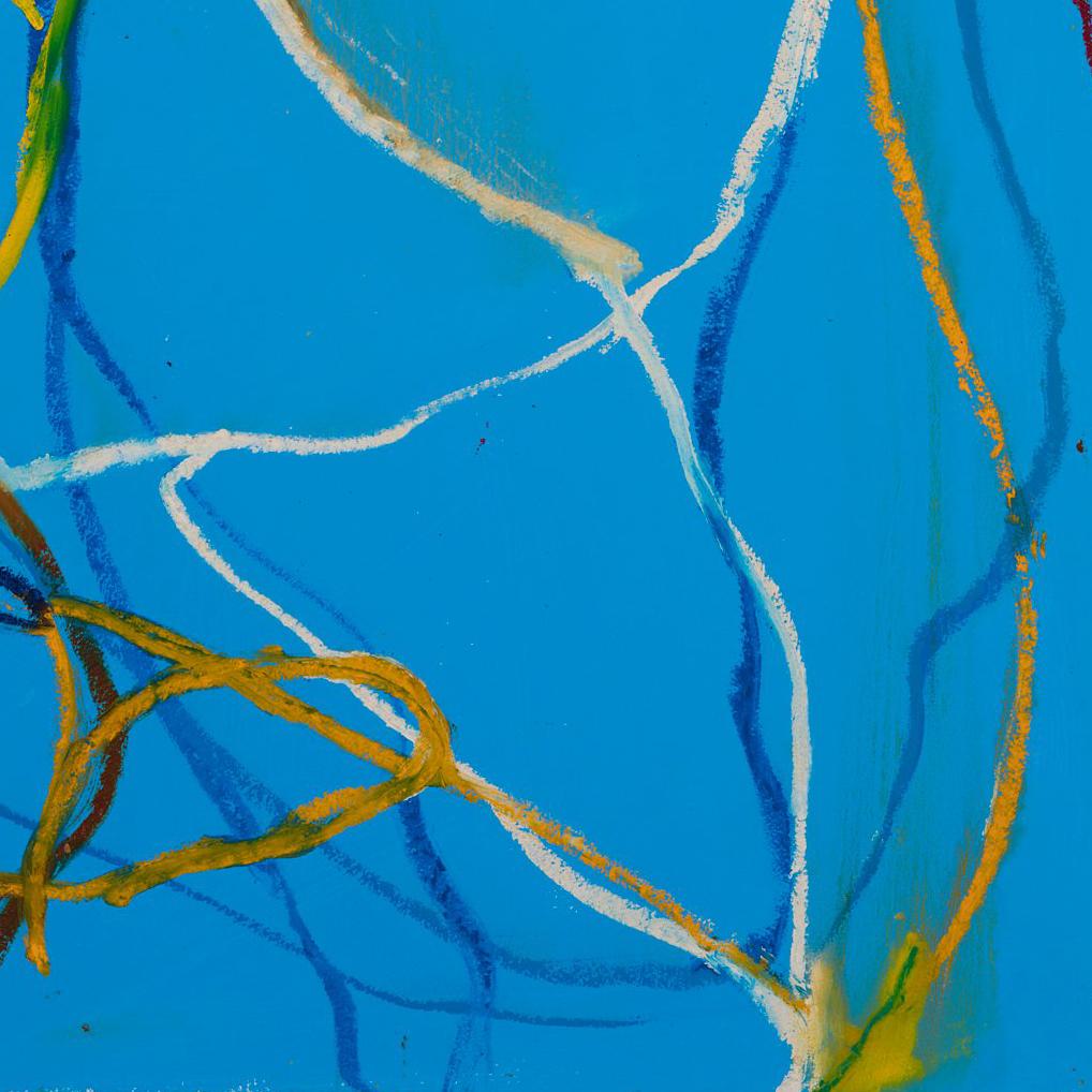 Automatic (blue, orange, white) - Blue Abstract Drawing by Anastasia Pelias