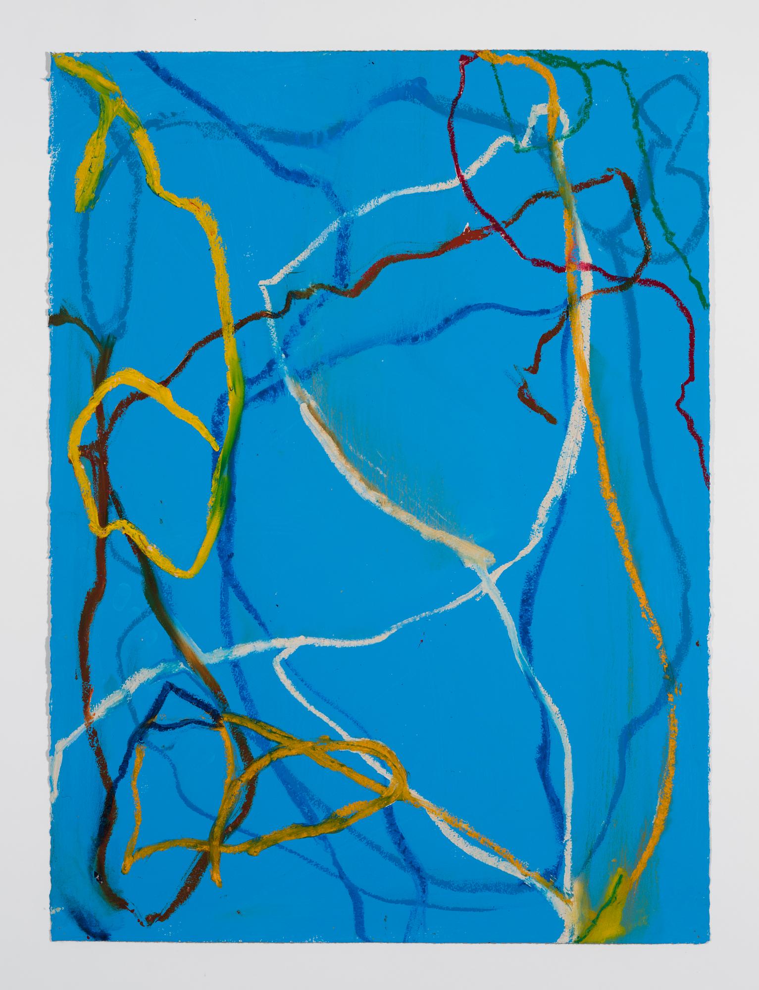 Anastasia Pelias Abstract Drawing - Automatic (blue, orange, white)