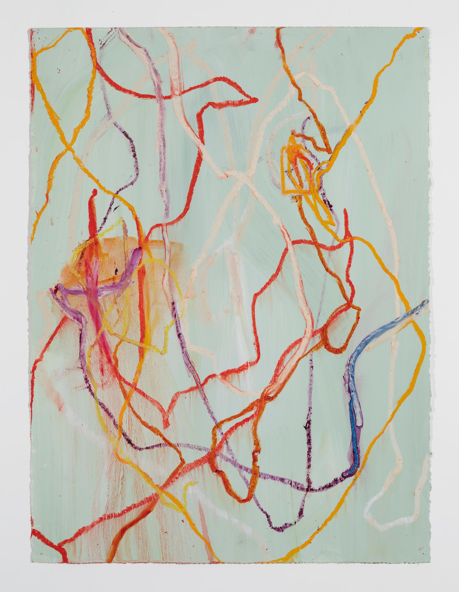 Anastasia Pelias Abstract Drawing - Automatic (green, orange, red, violet)