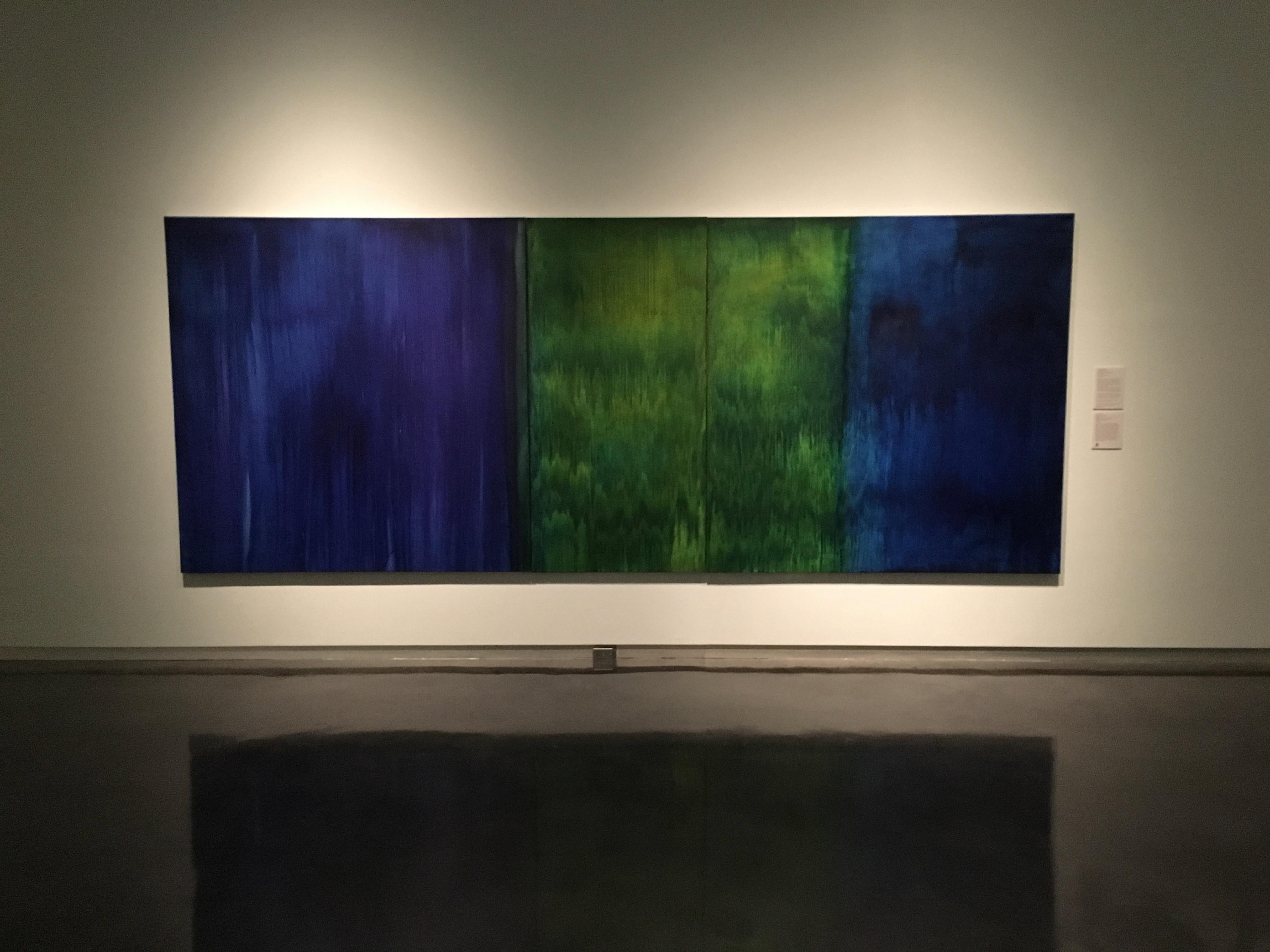 Amore, Piacere, Acqua (viola cobalto, giallo limone, blu di Prussia) - Abstract Painting Viola di Anastasia Pelias