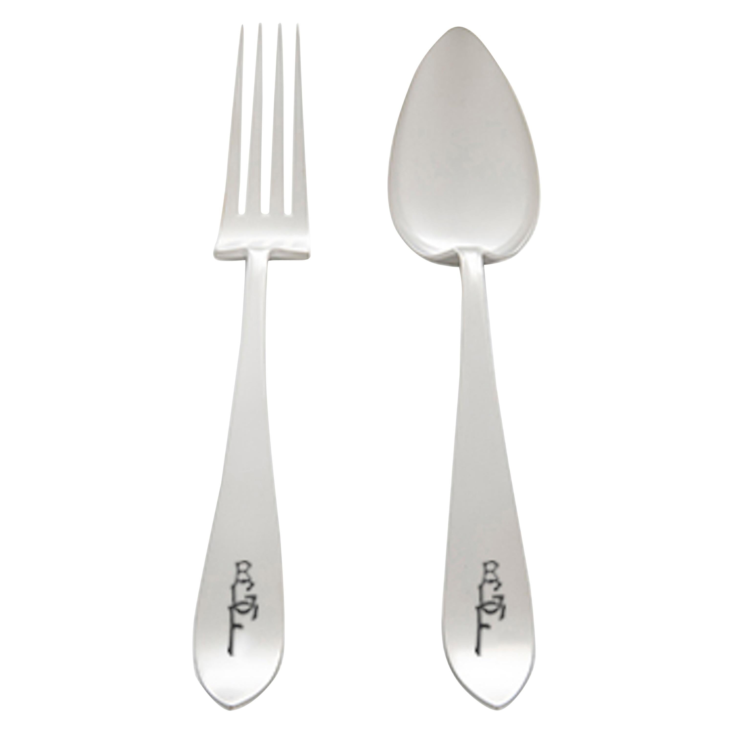 Anastasia Serving Fork and Spoon by Julia B. For Sale