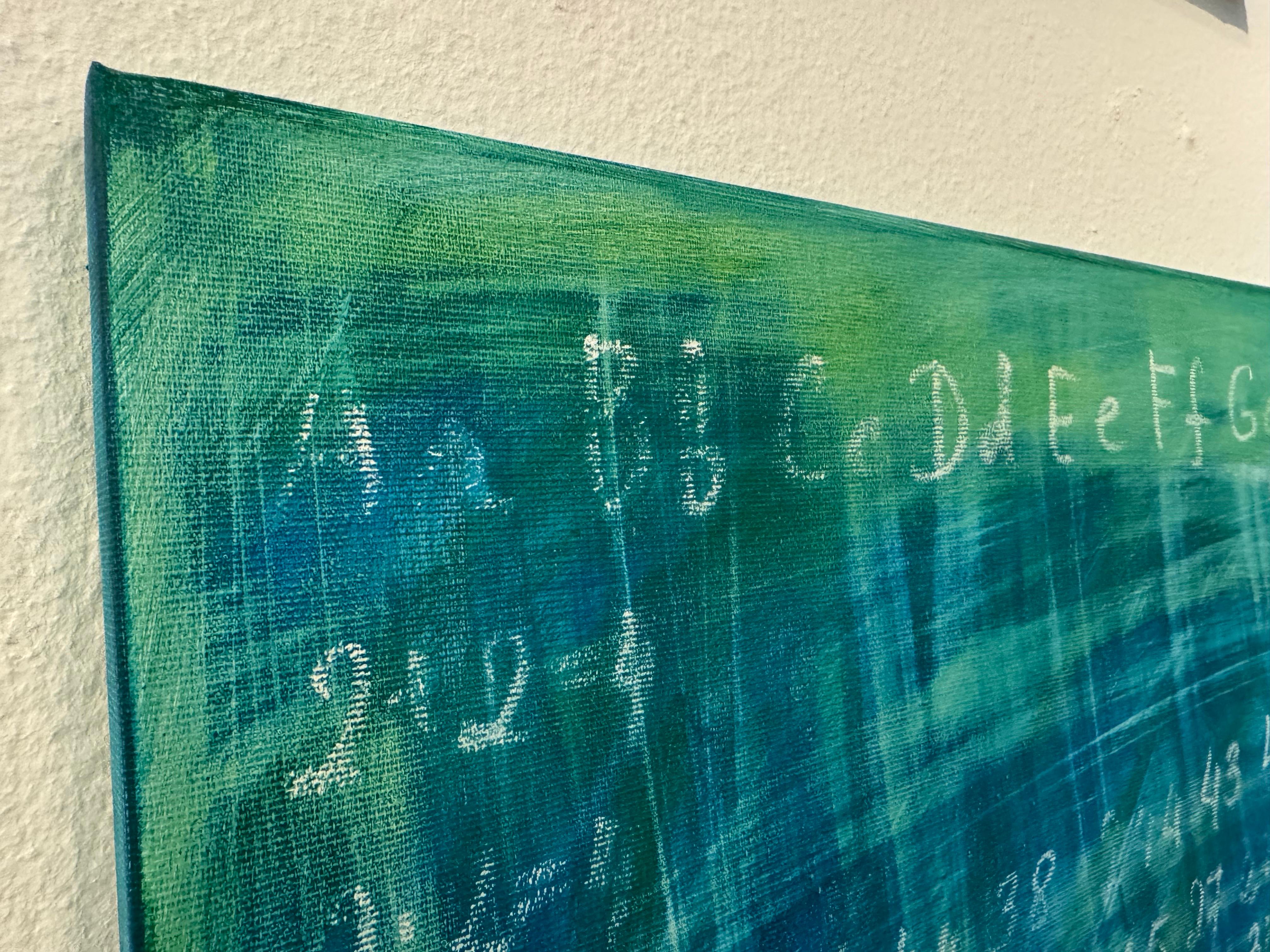 Vecchia lavagna della scuola Pittura originale  Serie Scienza e Arte in vendita 1