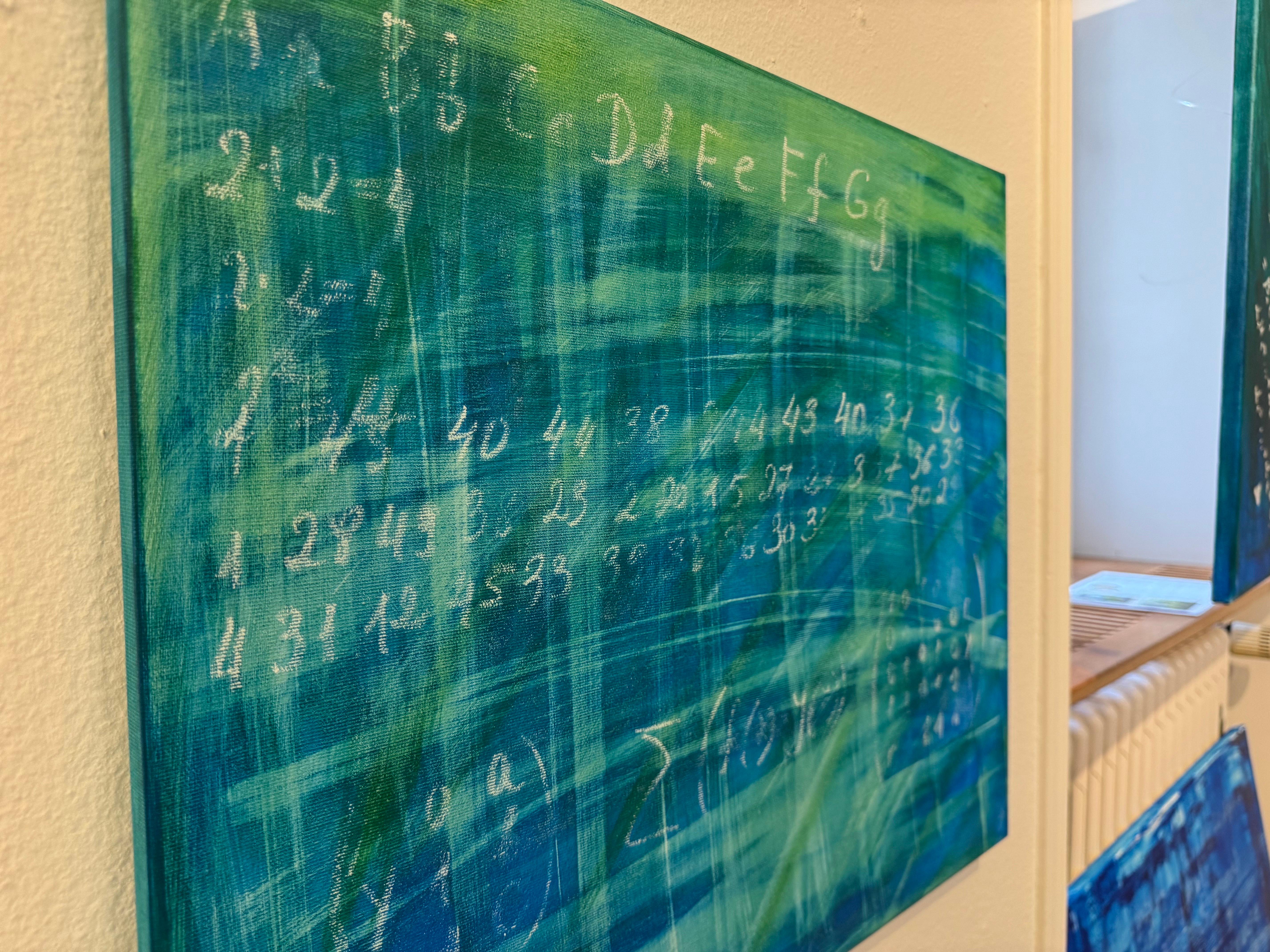 Vecchia lavagna della scuola Pittura originale  Serie Scienza e Arte in vendita 2