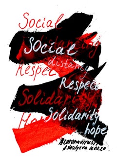 16.03.2020 - distances sociales, respect, solidarité. Peinture du COVID-19, 2020