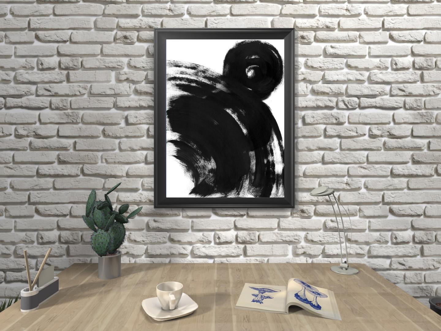 Nero Bianco Astrazione 015 Quadro di Anastasia Vasilyeva, 2020 in vendita 1