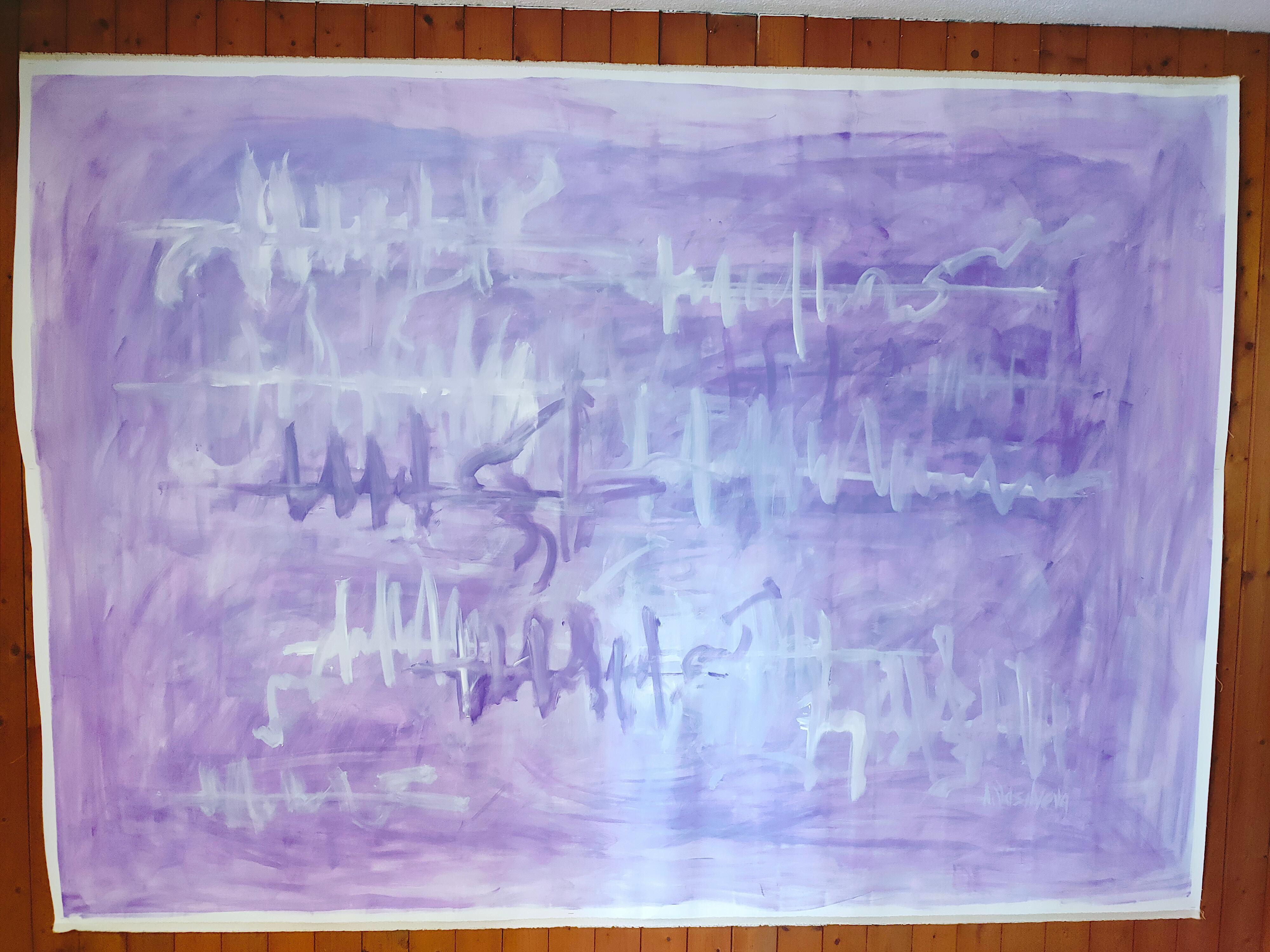 Forgotten melody 150x200cm, Extra Large Abstract Violet Painting Interior Design en vente 1