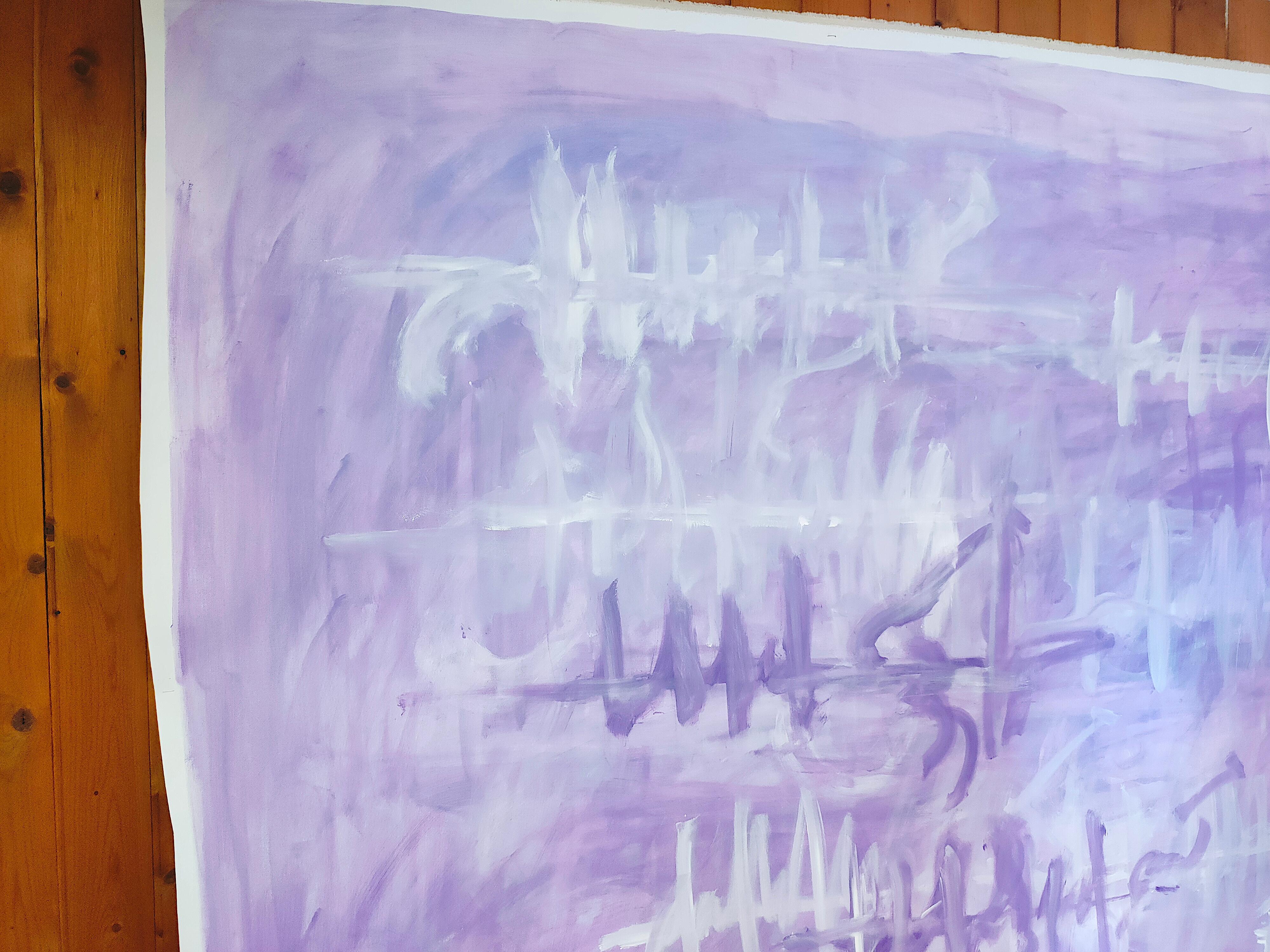 Forgotten melody 150x200cm, Extra Large Abstract Violet Painting Interior Design en vente 2
