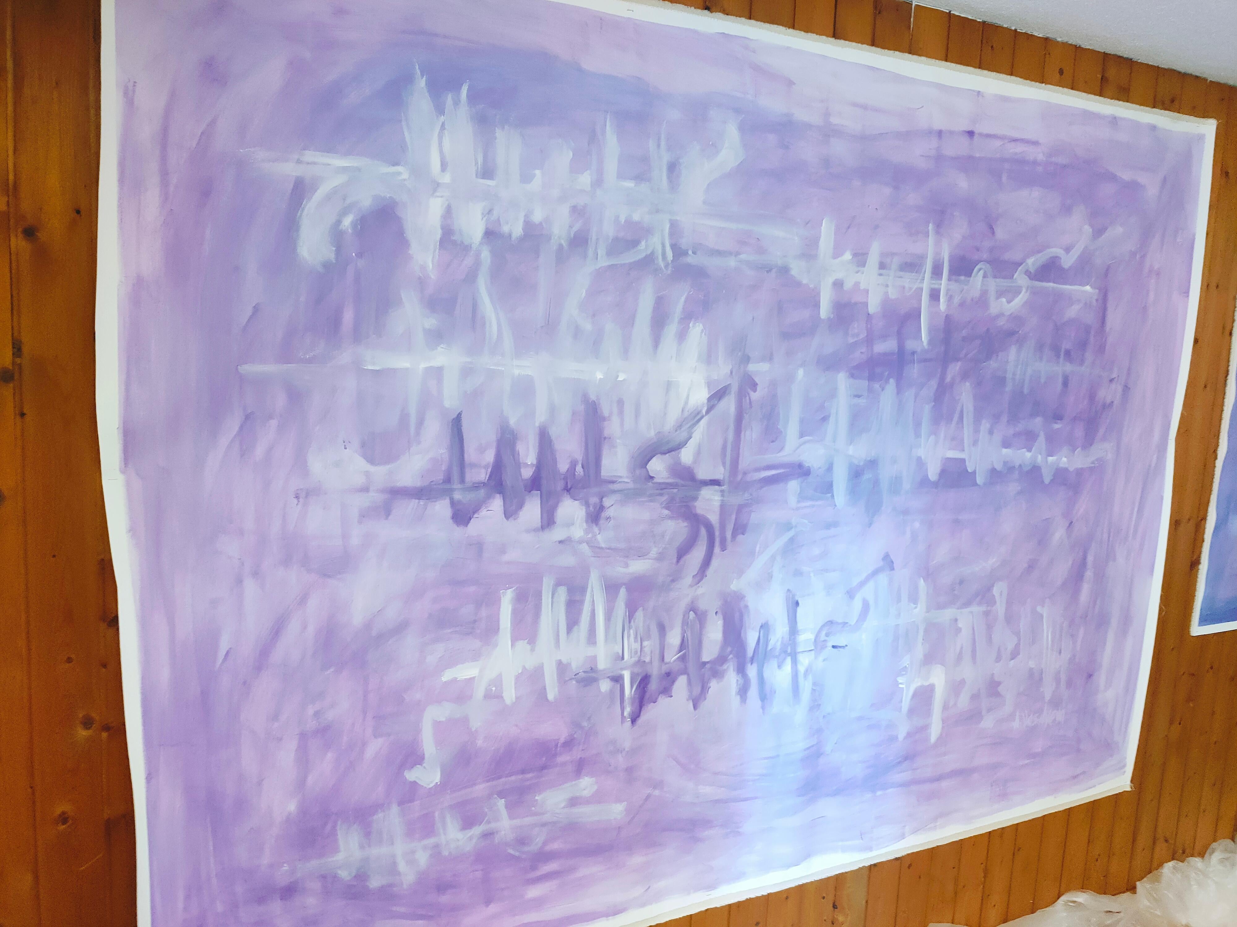 Forgotten melody 150x200cm, Extra Large Abstract Violet Painting Interior Design en vente 4