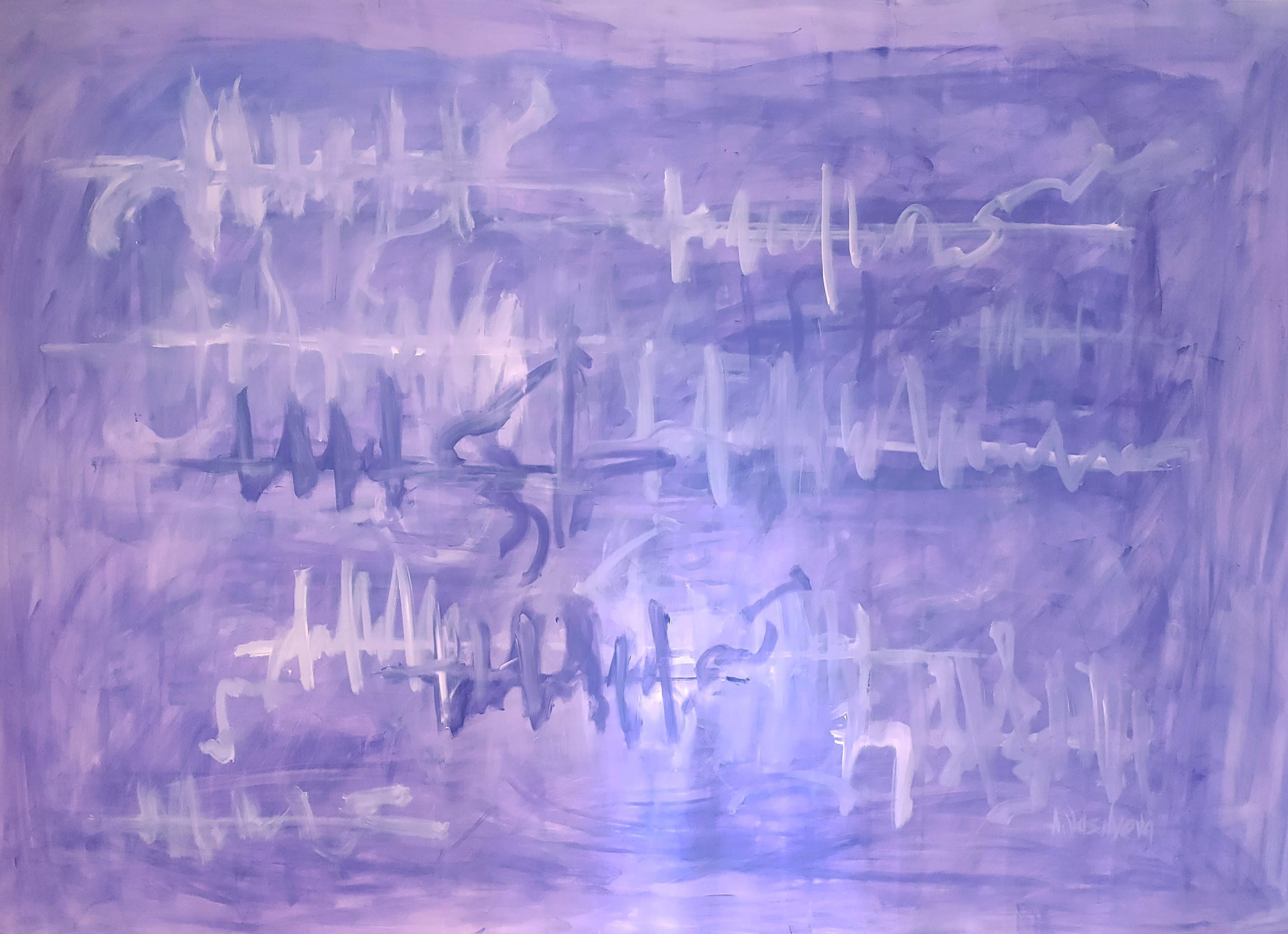 Interior Painting Anastasia Vasilyeva - Forgotten melody 150x200cm, Extra Large Abstract Violet Painting Interior Design