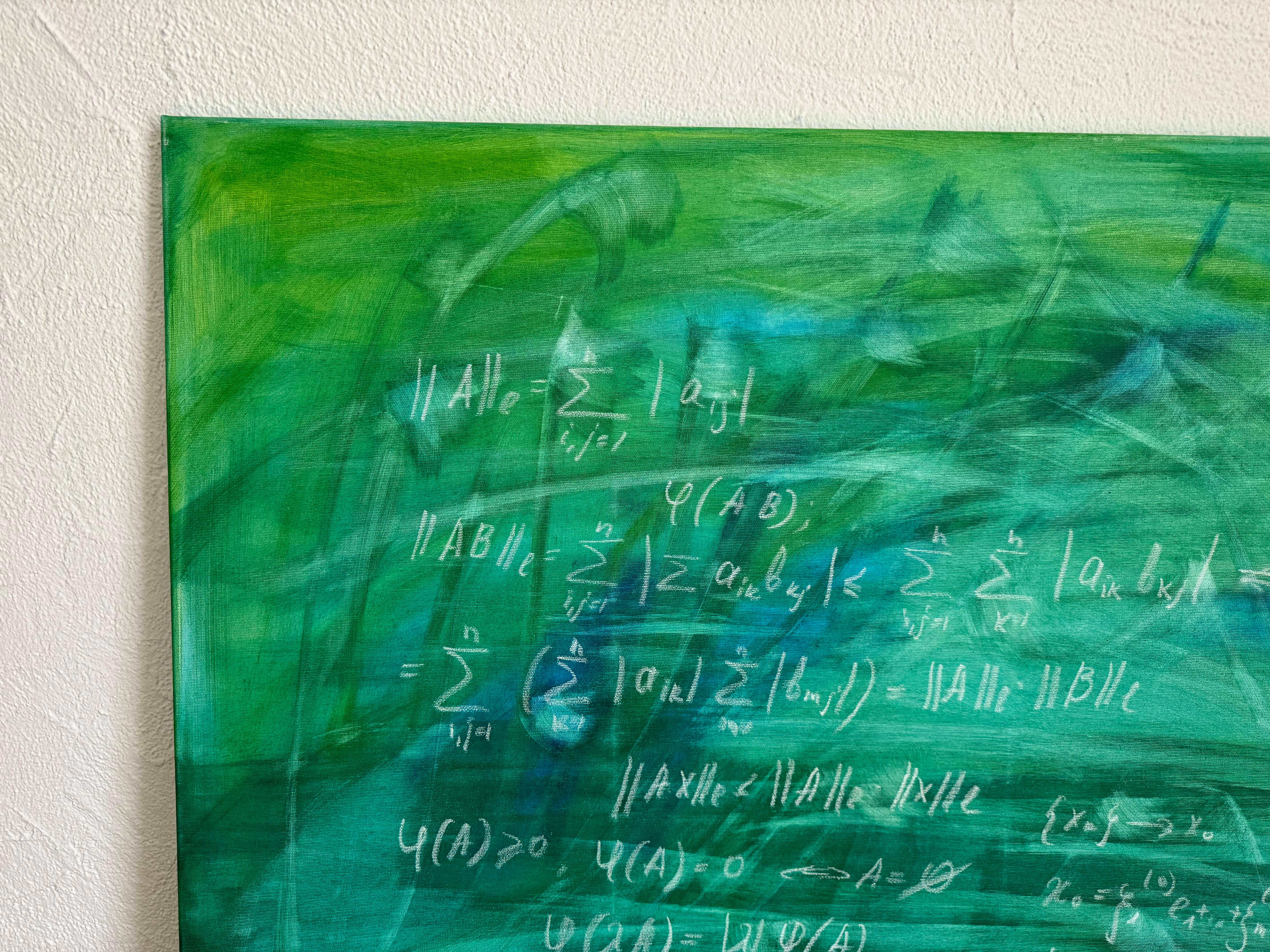 Grünes altes Schulbrett mit Mathematik- und Wissenschafts-Kunstsammlung von Anastasia Vasilyeva im Angebot 2