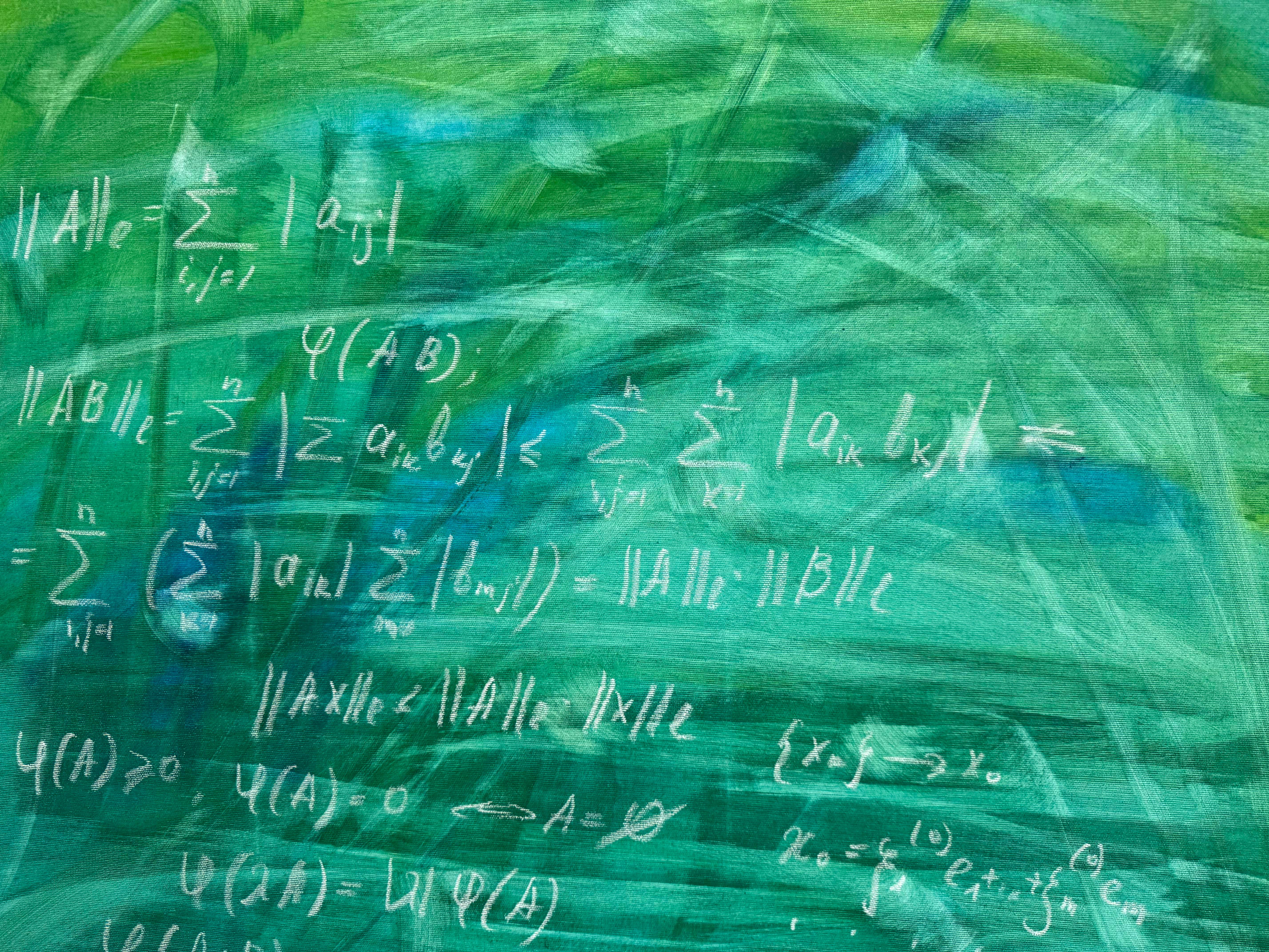 Grünes altes Schulbrett mit Mathematik- und Wissenschafts-Kunstsammlung von Anastasia Vasilyeva im Angebot 3