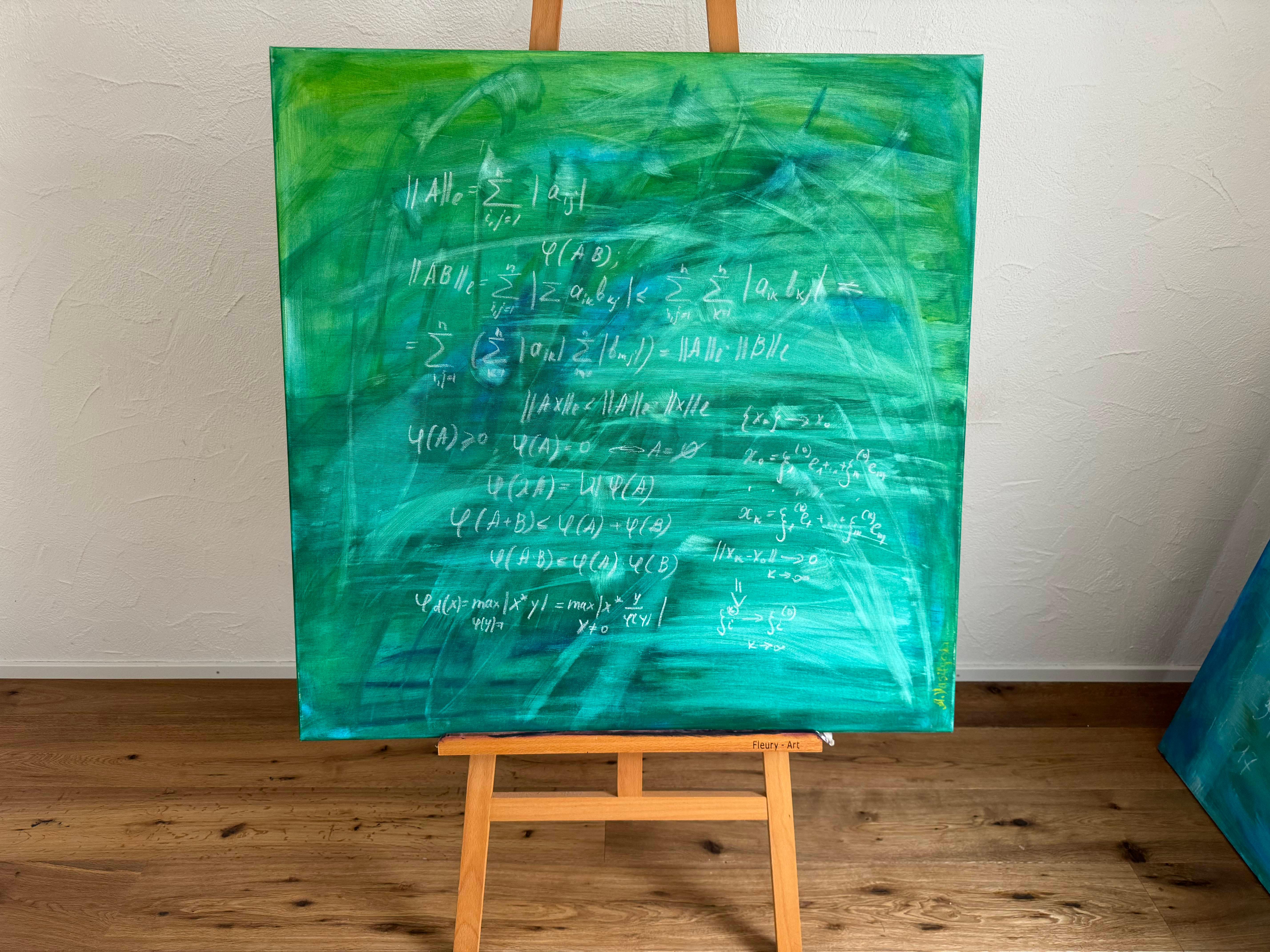 Green Old Schoolboard with math Science Art Collection by Anastasia Vasilyeva For Sale 6