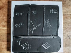 Schwarzes Schoolboard Minimalistisches Gemälde 30x30cm von Anastasia Vasilyeva