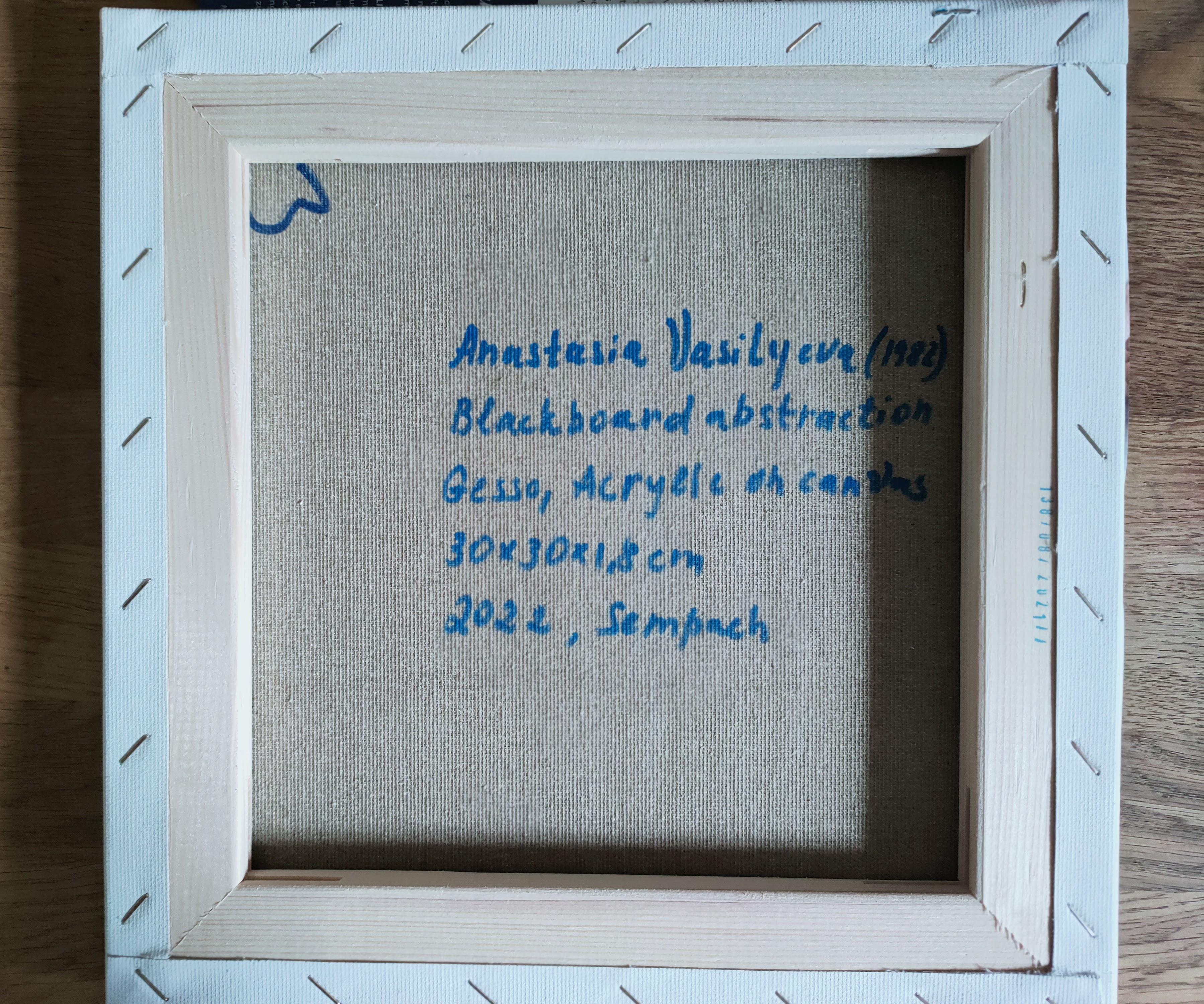 Vecchia lavagna nera minimalista Piccolo dipinto 30x30cm di Anastasia Vasilyeva in vendita 5