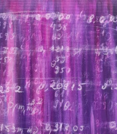 Lila Abstraktion mit Zahlen, Wissenschaftliche Kunstsammlung, Konzeptionelles Gemälde