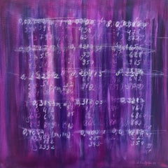 Purple abstraction with numbers, Science Art Collection Conceptual painting
