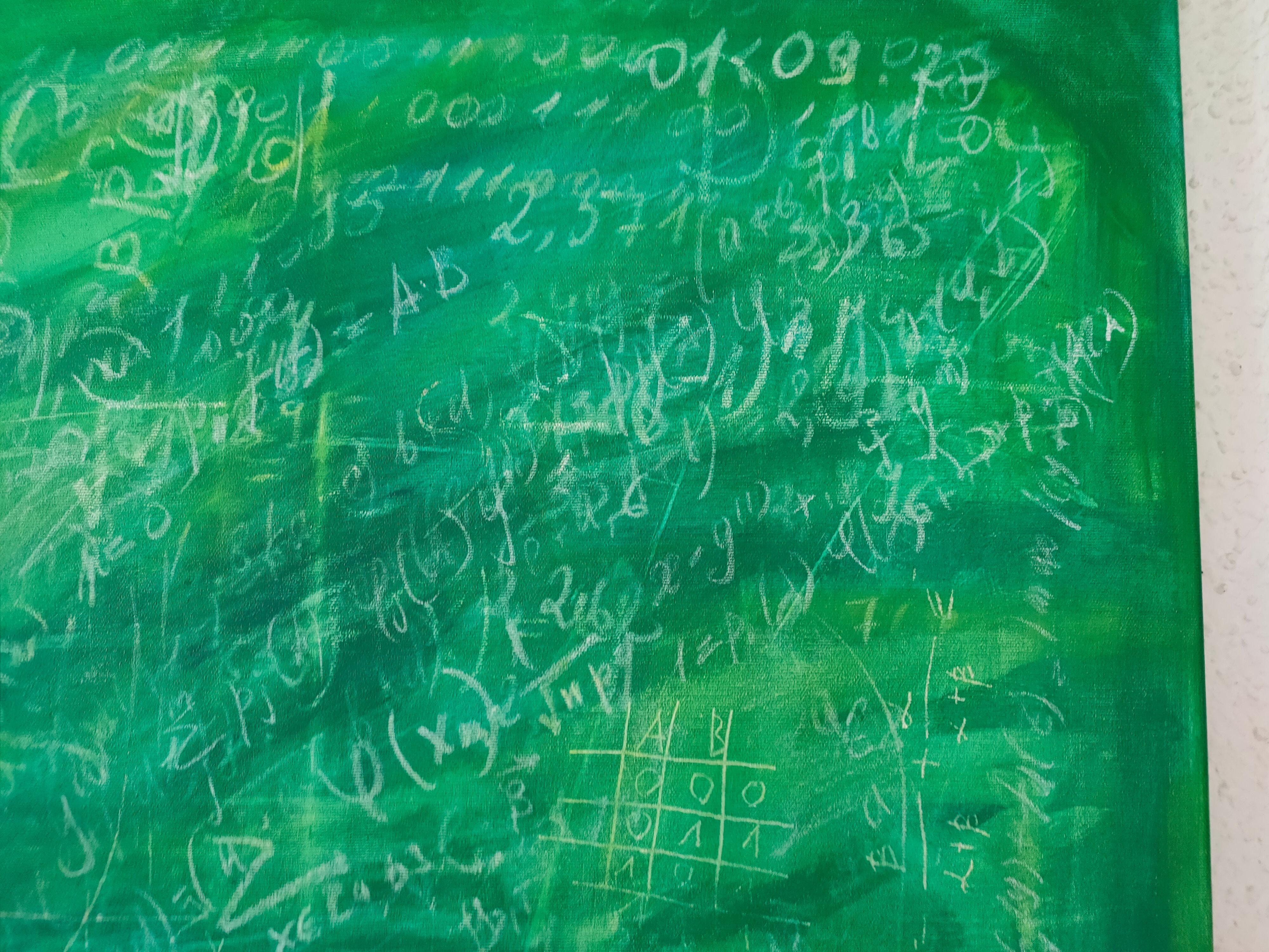 Summer Sale Green Old Schoolboard with math Science Art Collection Abstract 1