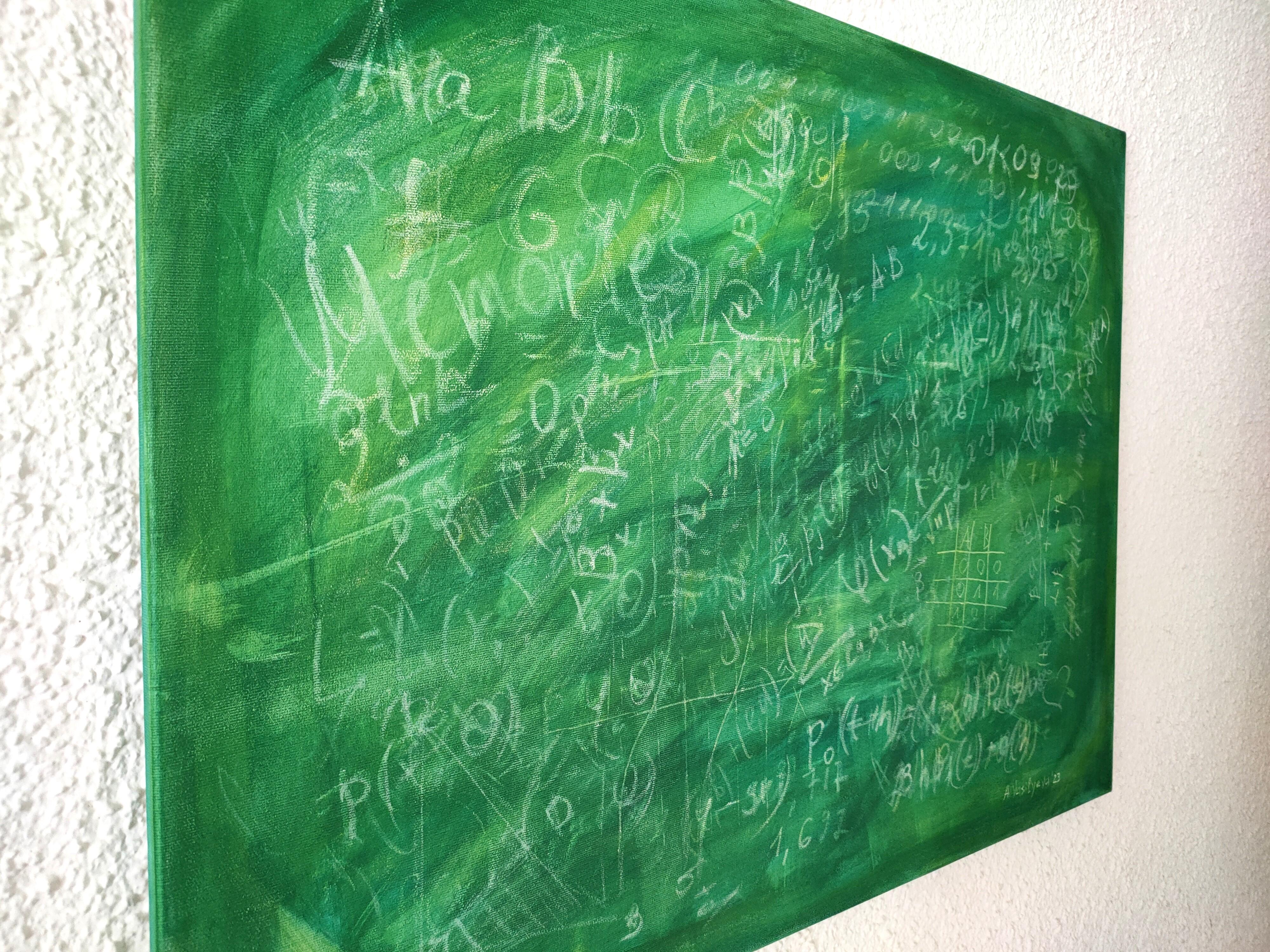 Summer Sale Green Old Schoolboard with math Science Art Collection Abstract 2