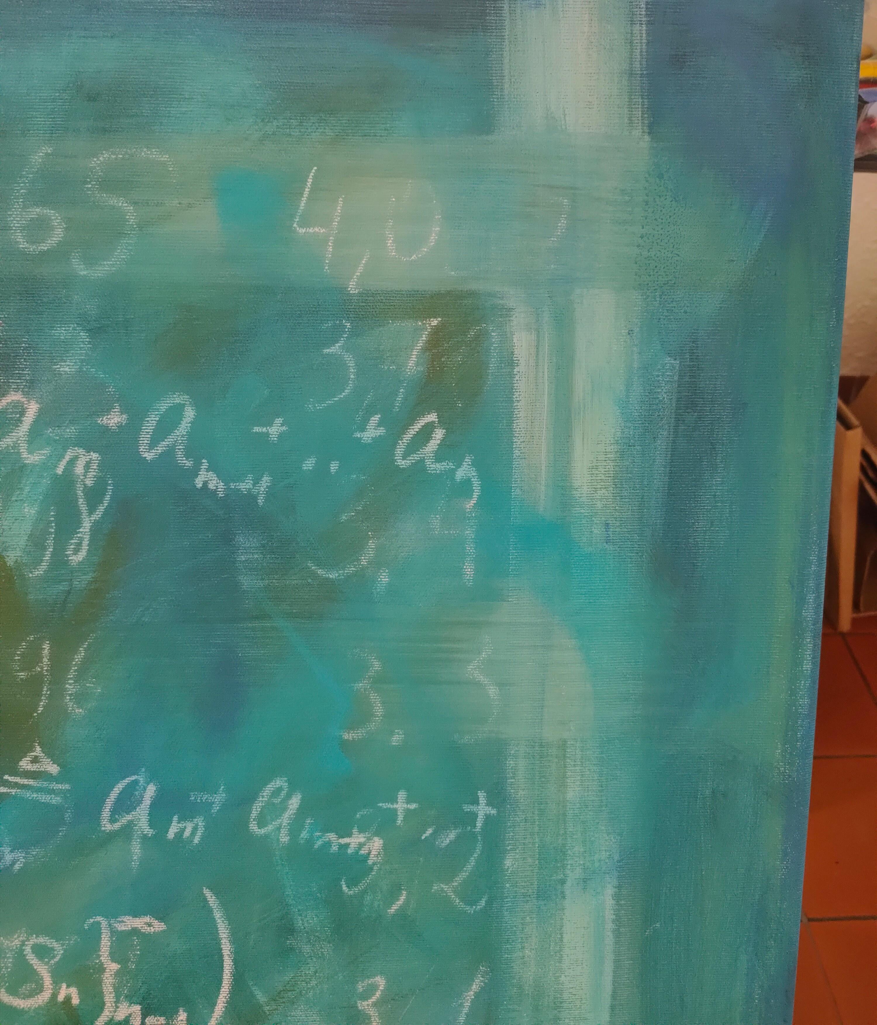 Summer Sale Teal Old Schoolboard with math Science Art Collection Abstract Art For Sale 1