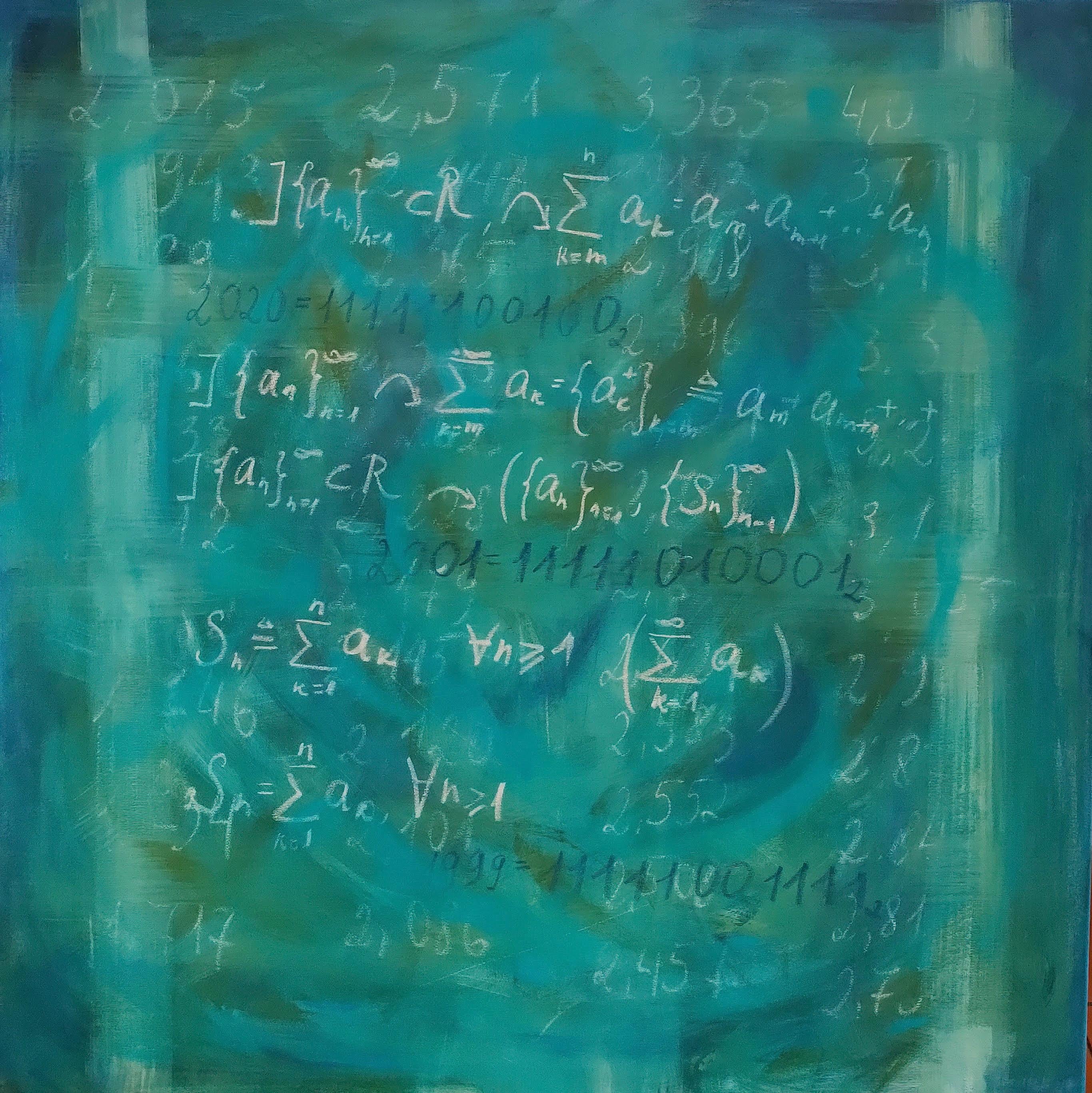 Summer Sale Teal Old Schoolboard with math Science Art Collection Abstract Art