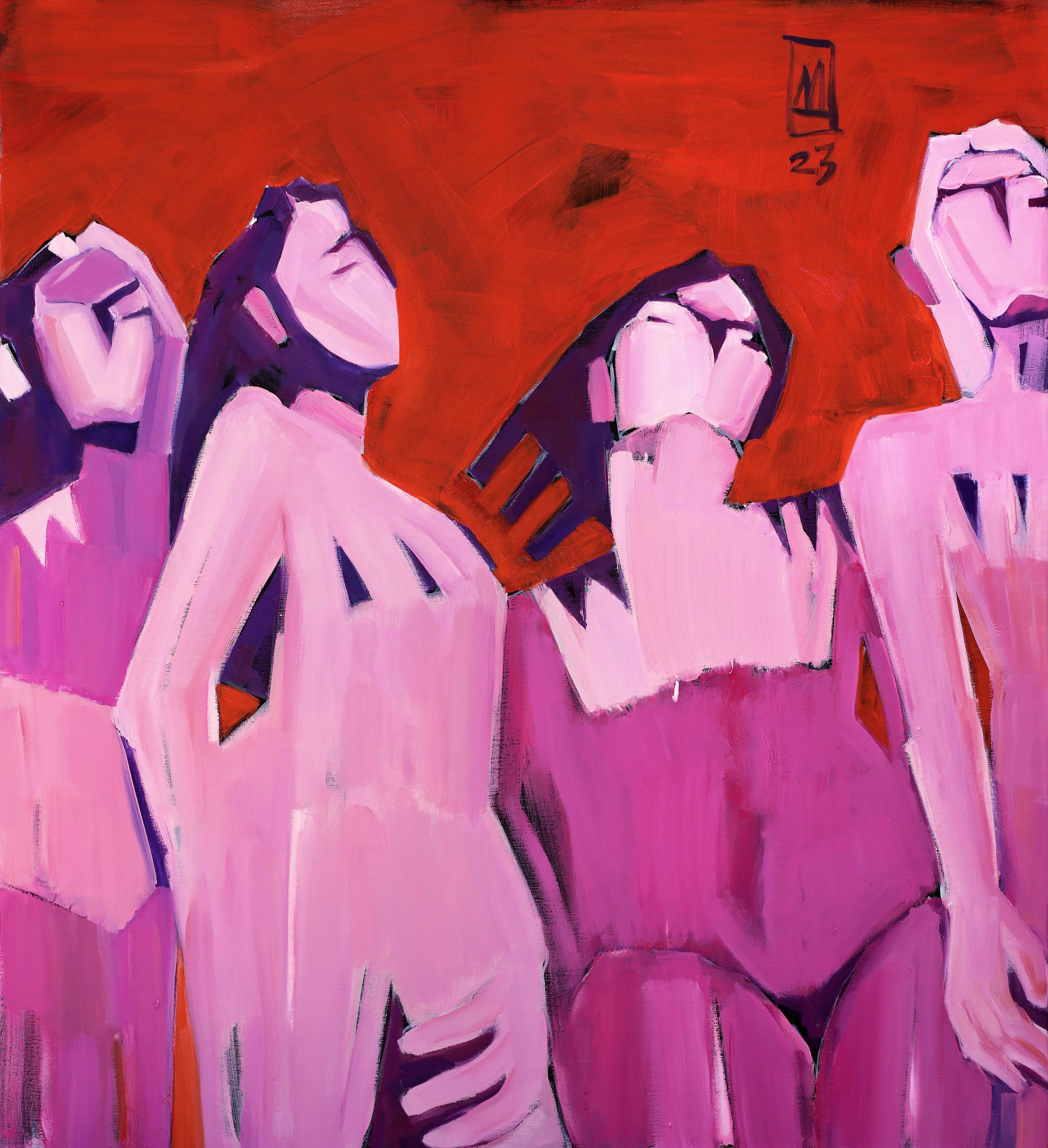 „Bathers“, Ölgemälde, 39" x 35" Zoll, von Anastasiia Danilenko