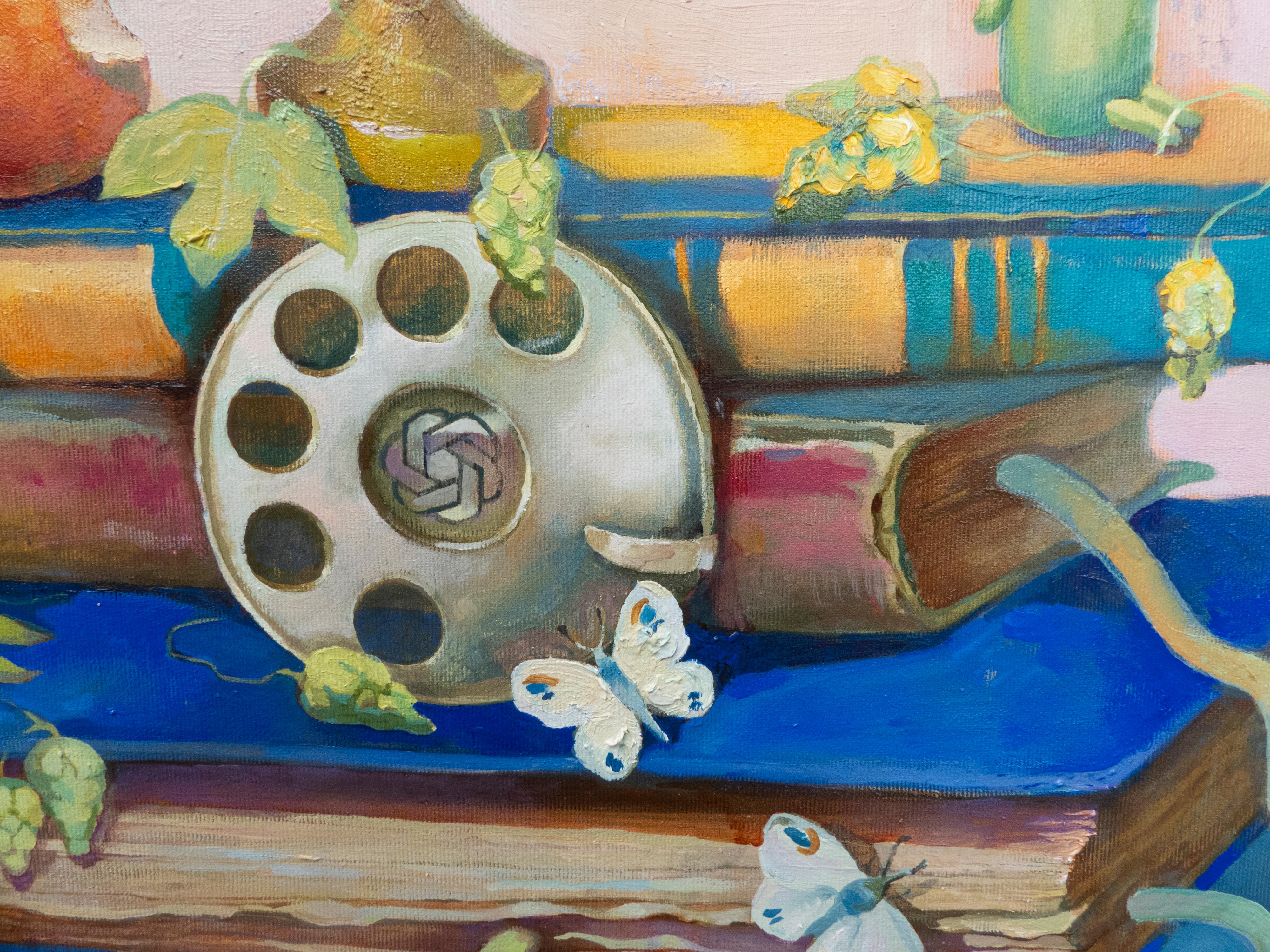 Titel: Bildung
Größe: 100 x 100 cm, Öl auf Leinwand, 2019-2025
Serie: Das Pathos der Bürokratie

Beschreibung:
Dieses Gemälde spiegelt die Idee wider, dass es in unserer Welt nicht ausreicht, intelligent zu sein, sondern dass man auch den Mut haben