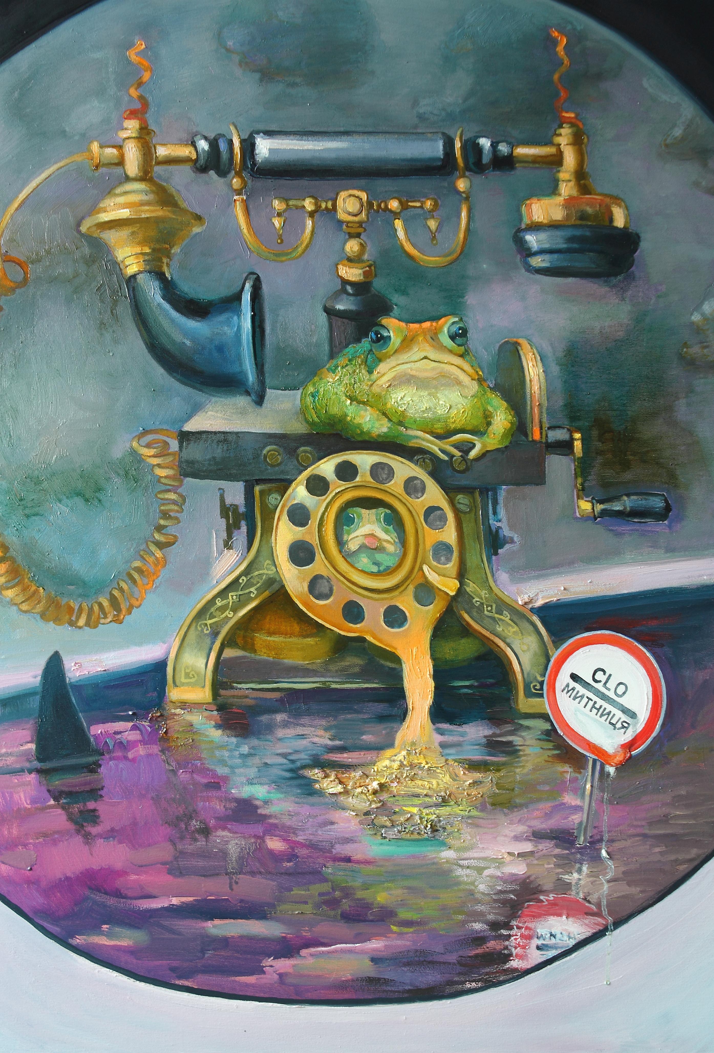 „Fiscal Service and Customs“ (Grau), Figurative Painting, von Anastasiia Grygorieva