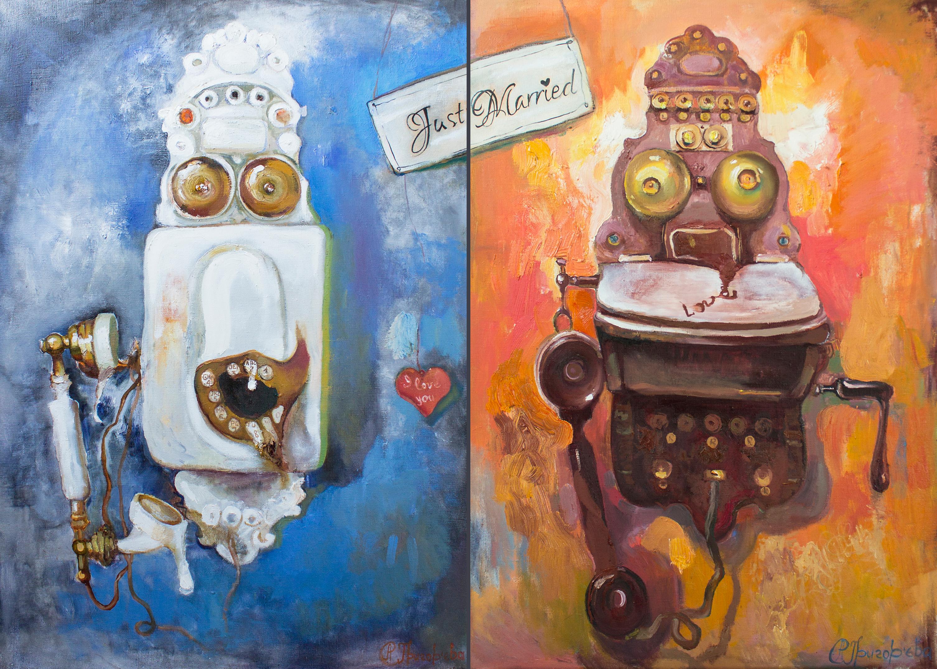 Anastasiia Grygorieva Interior Painting - "Just married (diptych)"