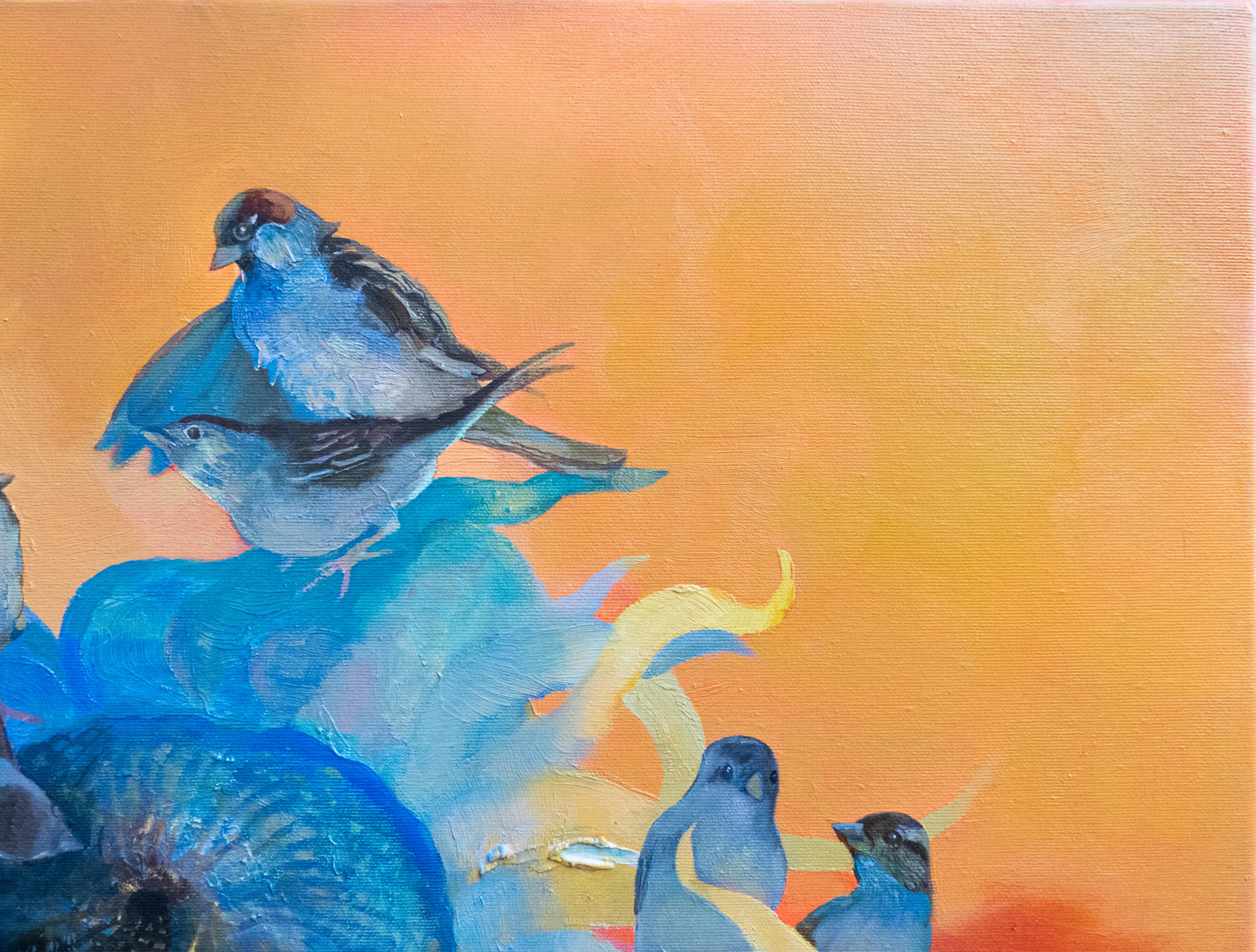 „Sparrows Have Arrived“ – Painting von Anastasiia Grygorieva