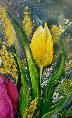 Enchanted Tulips, Still Life Painting, Oil on Canvas, 2023