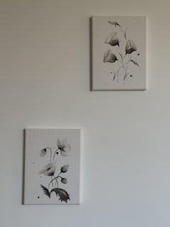 Poppies, Minimalist Still Life Painting, Acrylic on Canvas, 2026