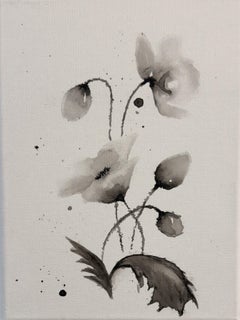 Poppies, Minimalist Still Life Painting, Acrylic on Canvas, 2026