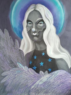 Neonfarbener Engel, 115x90cm, Leinwand, Acryl