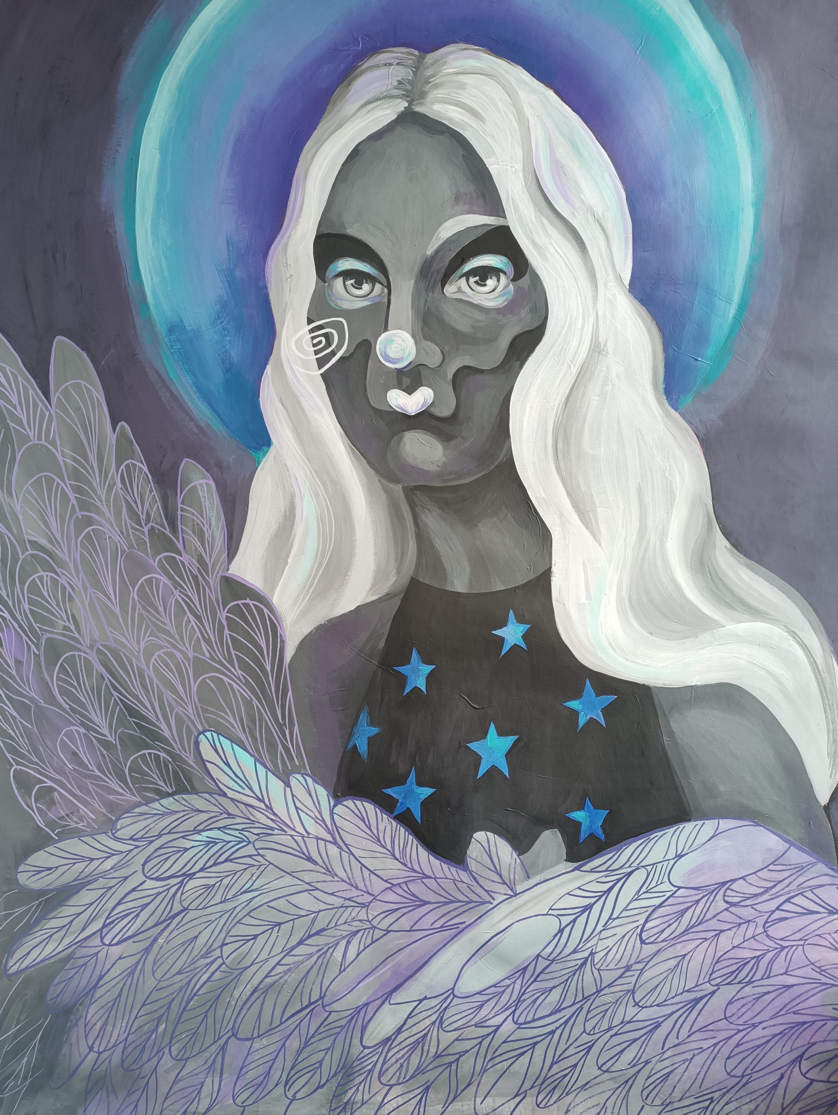 Neonfarbener Engel, 115x90cm, Leinwand, Acryl