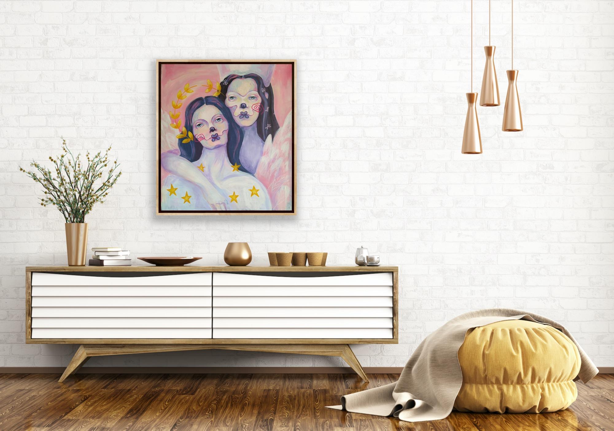 Sisters, 80x70cm, acrylic on canvas For Sale 2