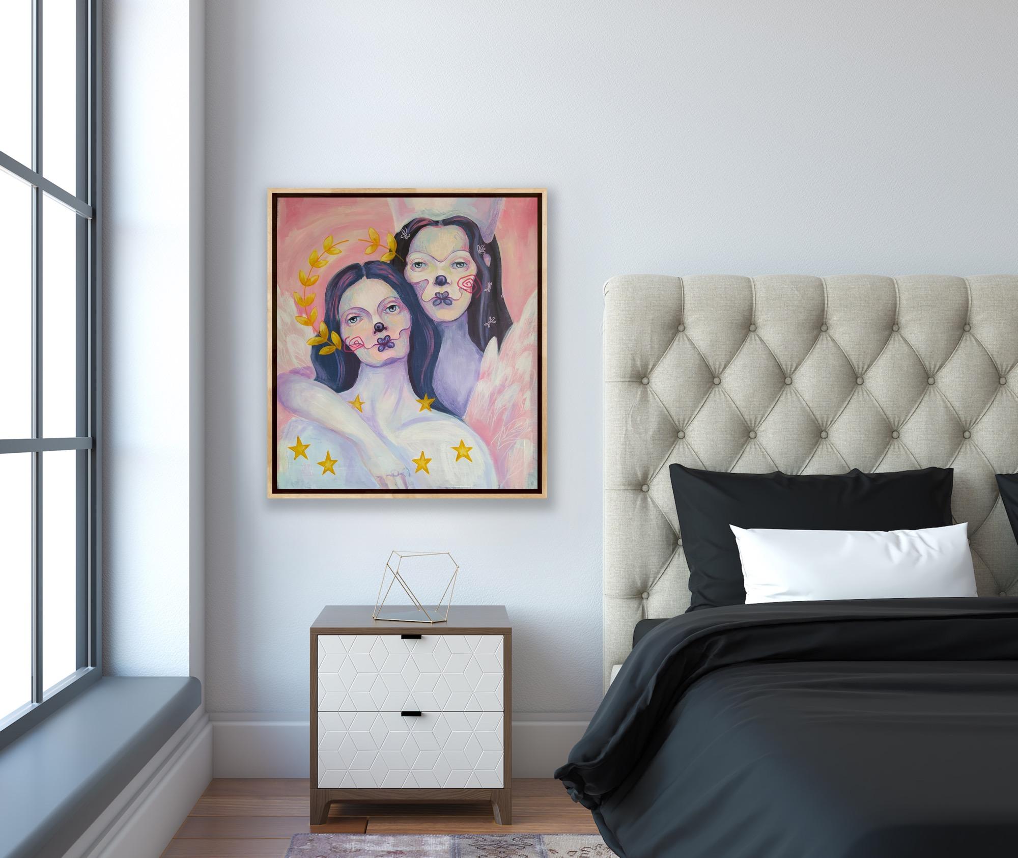 Sisters, 80x70cm, acrylique sur toile en vente 1