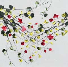 Blossoms II -  impressionistic white painting on canvas with roses