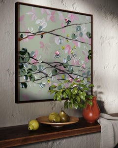 Blush of Spring II - Impressionistic Painting on Linen Canvas, floral art